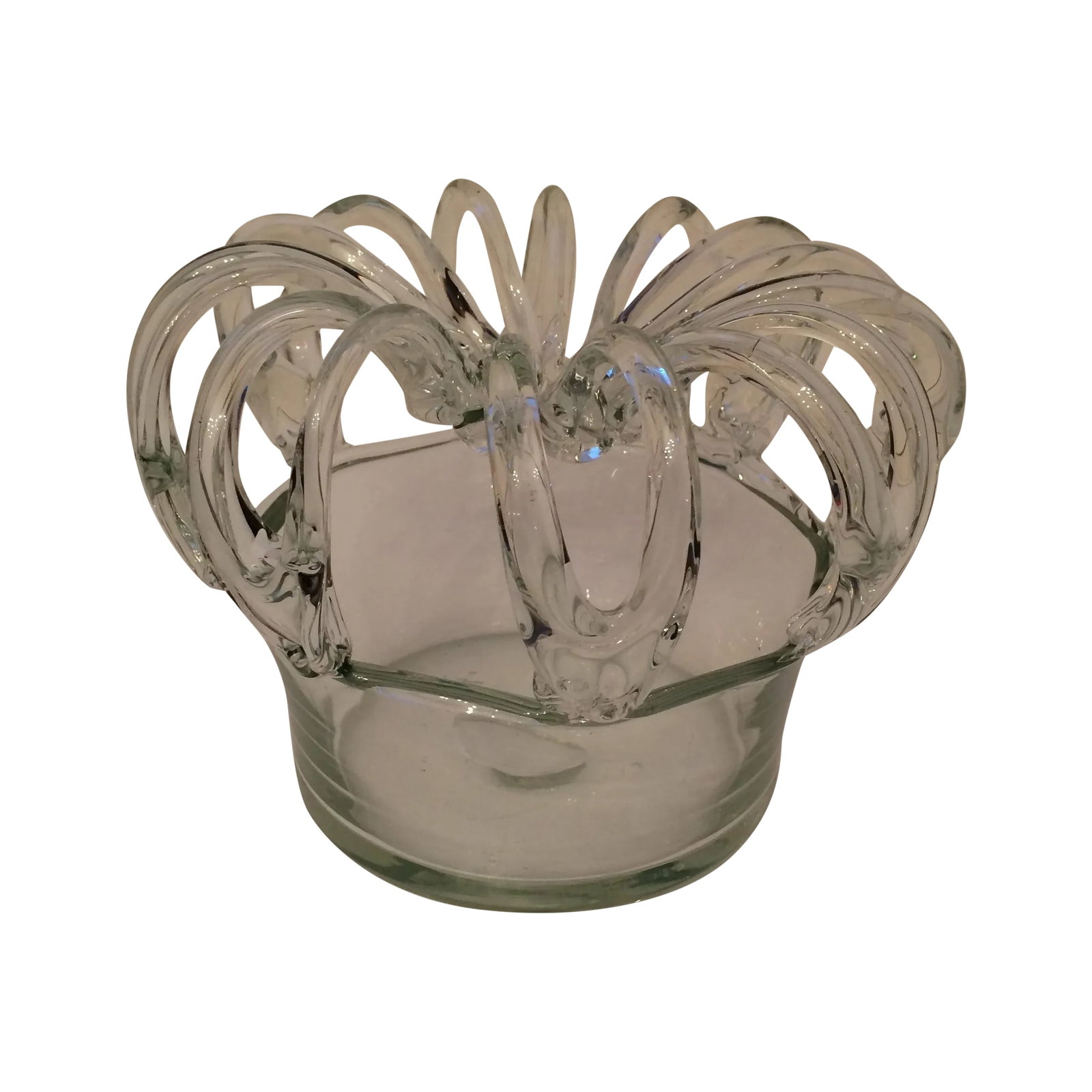 Antique 19th Century Hand Blown Glass Bride's Bank: Antique early 19th century large hand blown glass bride's bank crown/flower frog. A beautiful piece to add to your decor! Condition: Alterations: Original Condition Unaltered Imperfections: Some