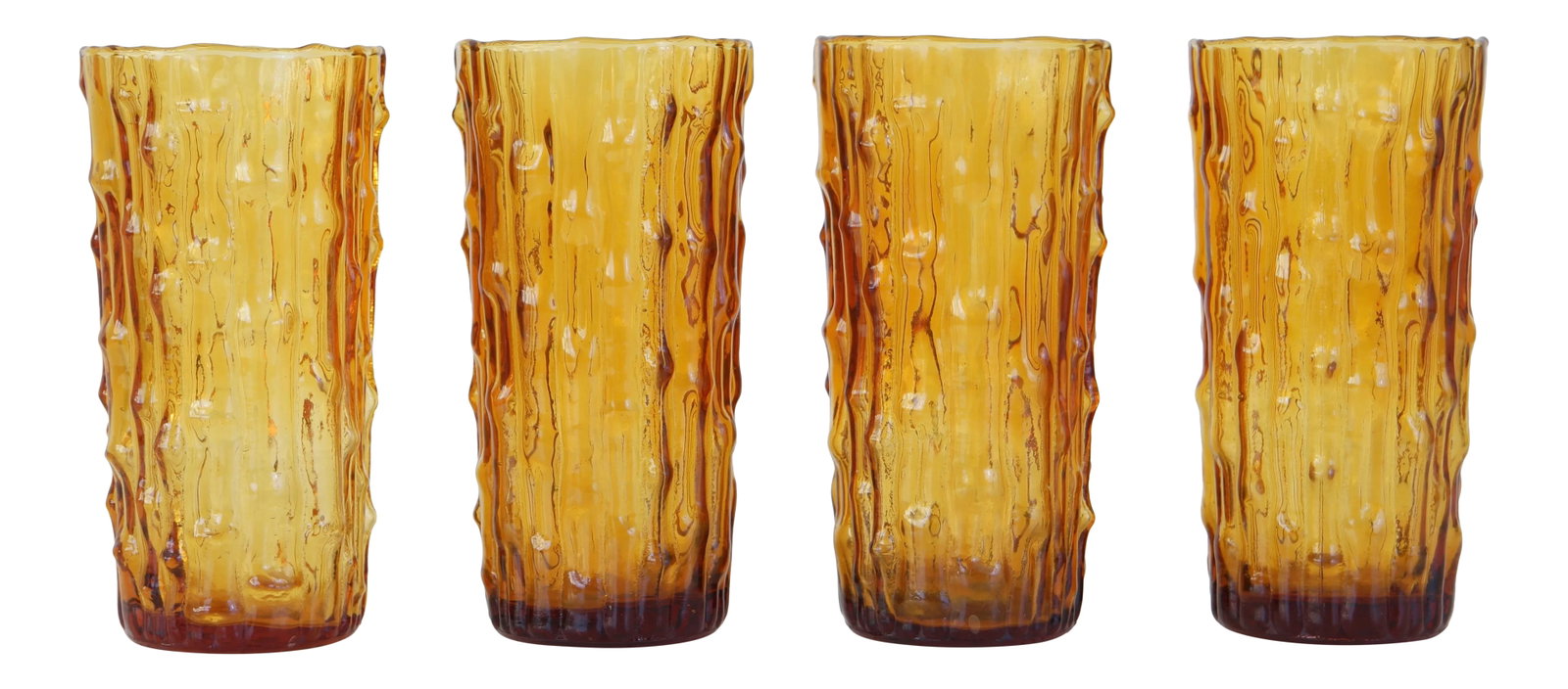 Vintage Italian Tall Amber Drinking Glasses - Set of 4 (1 of 5)