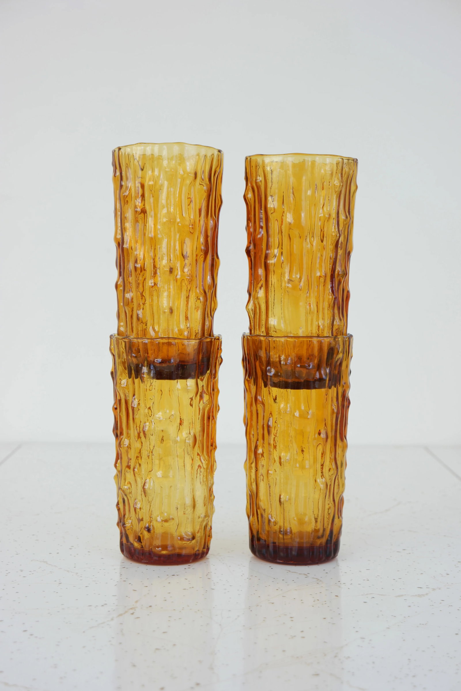 Vintage Italian Tall Amber Drinking Glasses - Set of 4 - 3