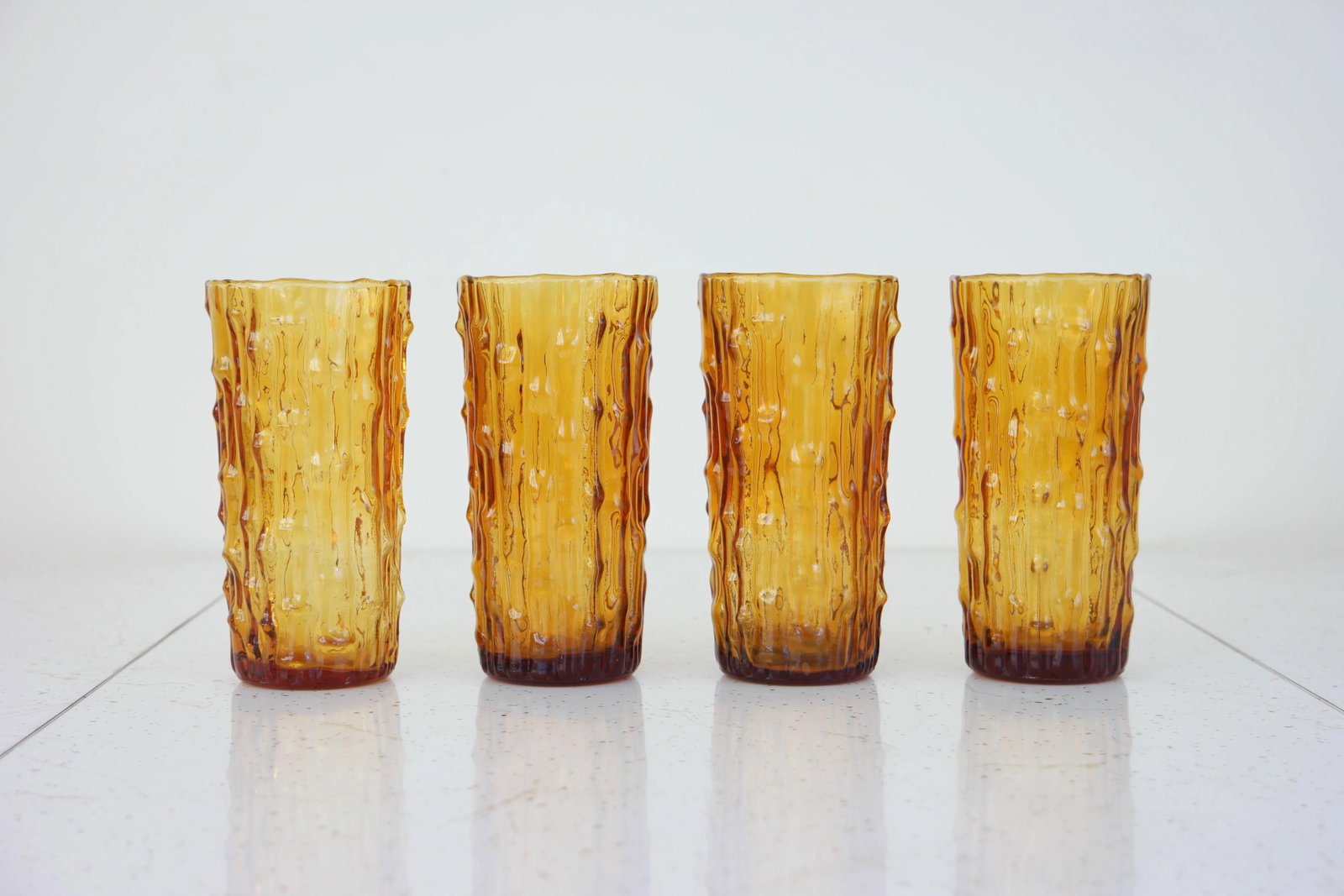 Vintage Italian Tall Amber Drinking Glasses - Set of 4 - 5