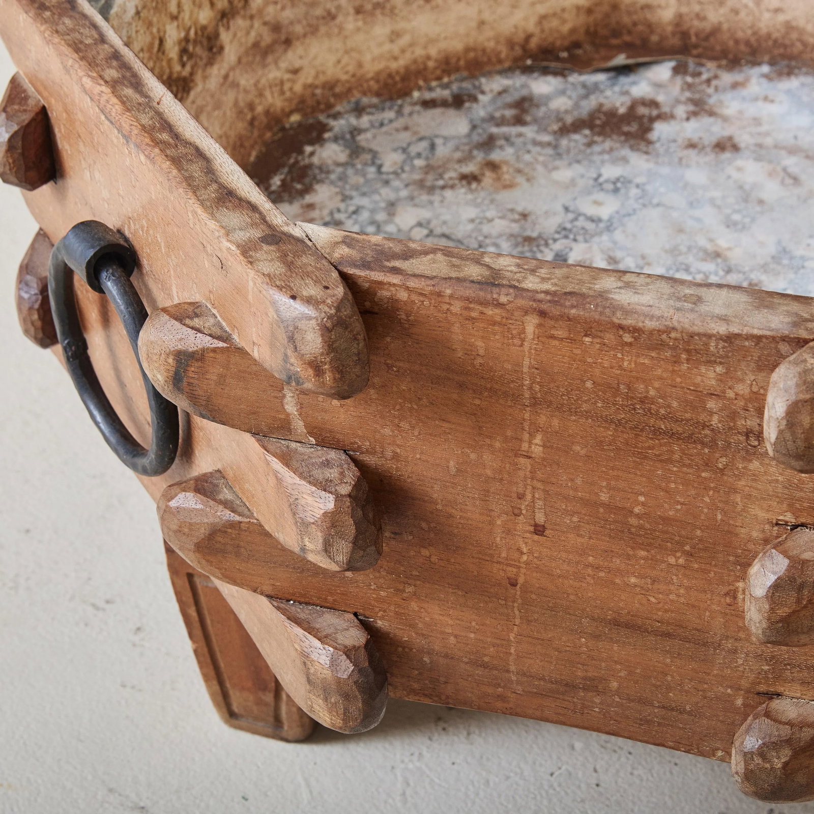 French Wooden Planter with Iron Handles in the Style of Guillerme et Chambron - 6