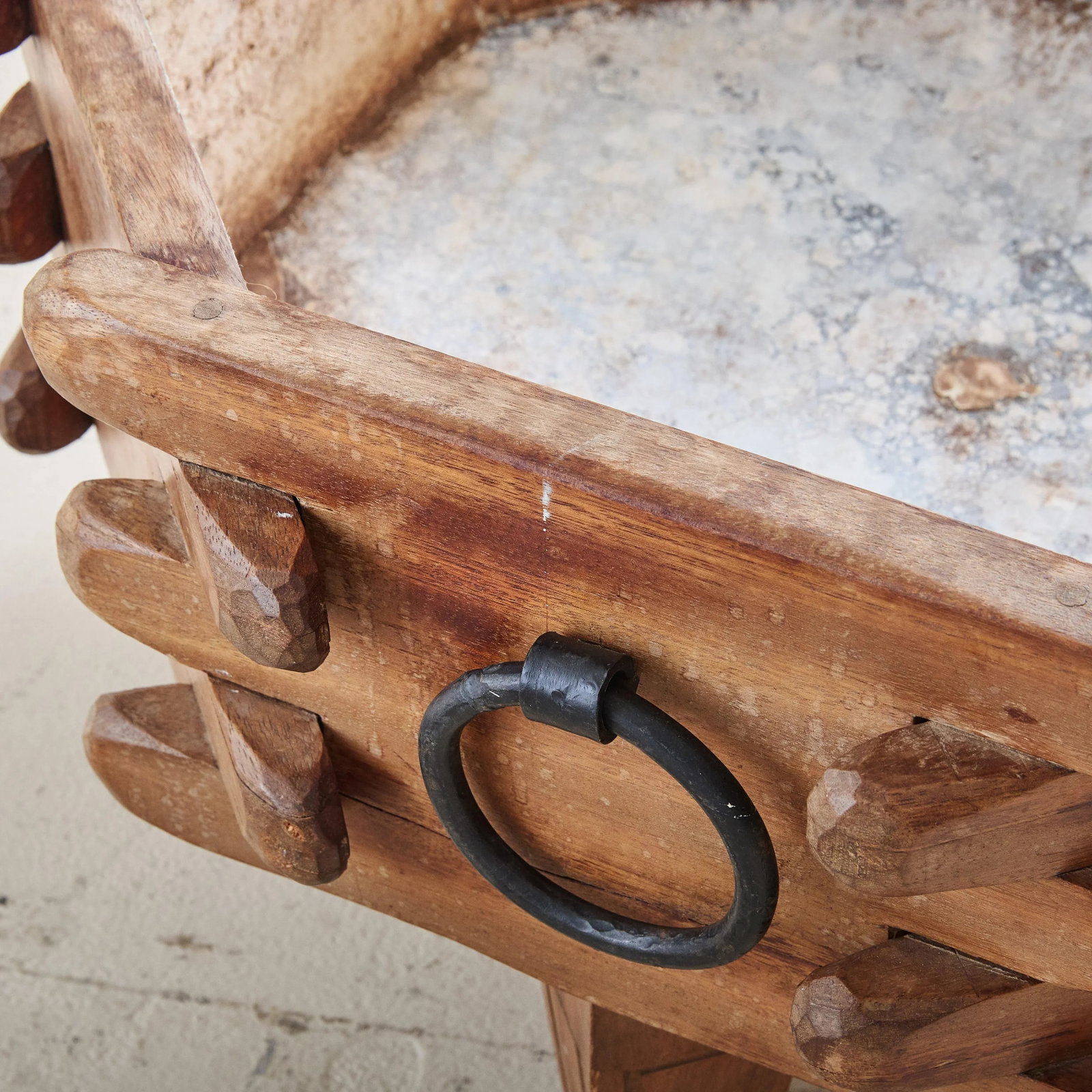 French Wooden Planter with Iron Handles in the Style of Guillerme et Chambron - 8