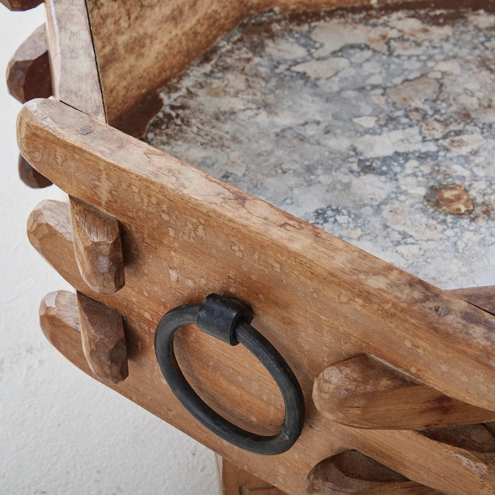 French Wooden Planter with Iron Handles in the Style of Guillerme et Chambron - 9