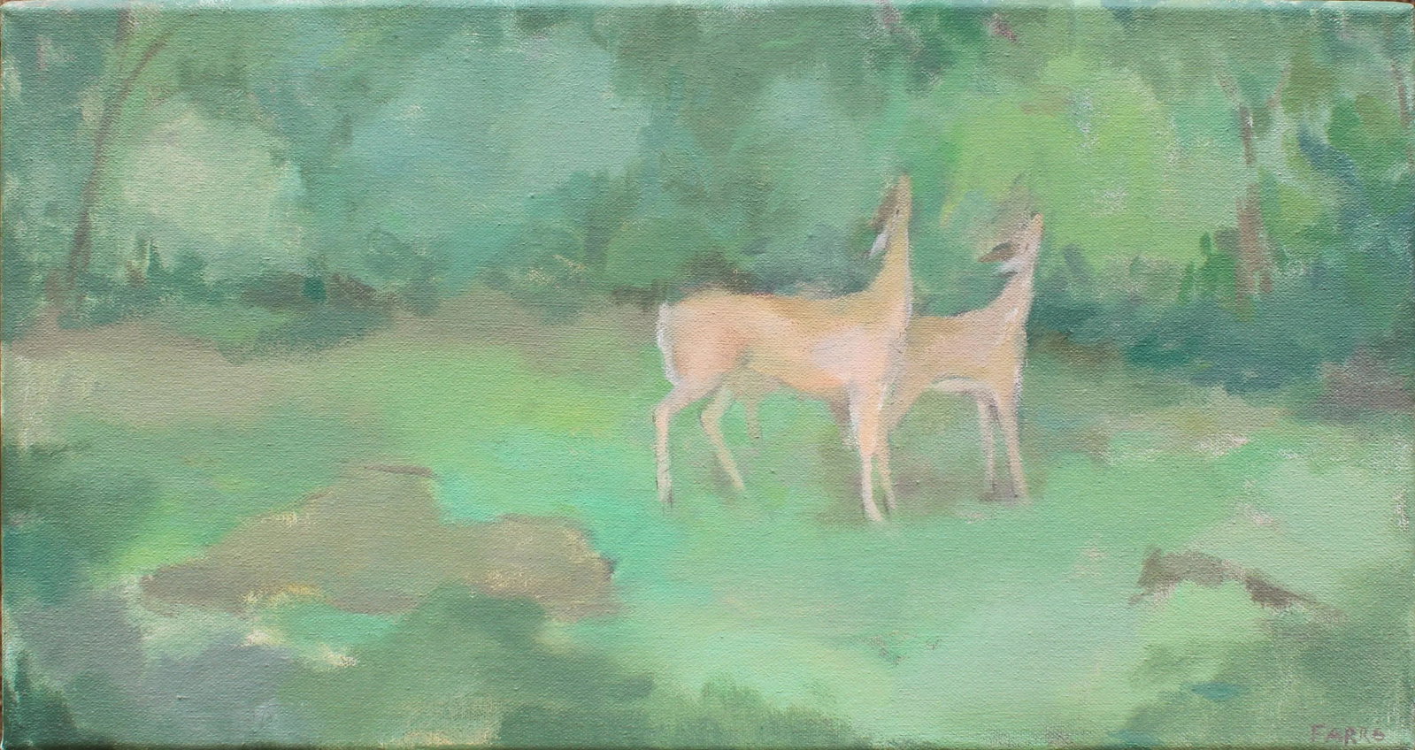 Deer Oil Painting, Contemporary Painting on Canvas by Michelle Farro: This is an original painting called "Peace in the Valley." It was inspired by the landscape and common sighting of deer near my home in rural New Jersey. details: *oil painting on stretched canvas *si