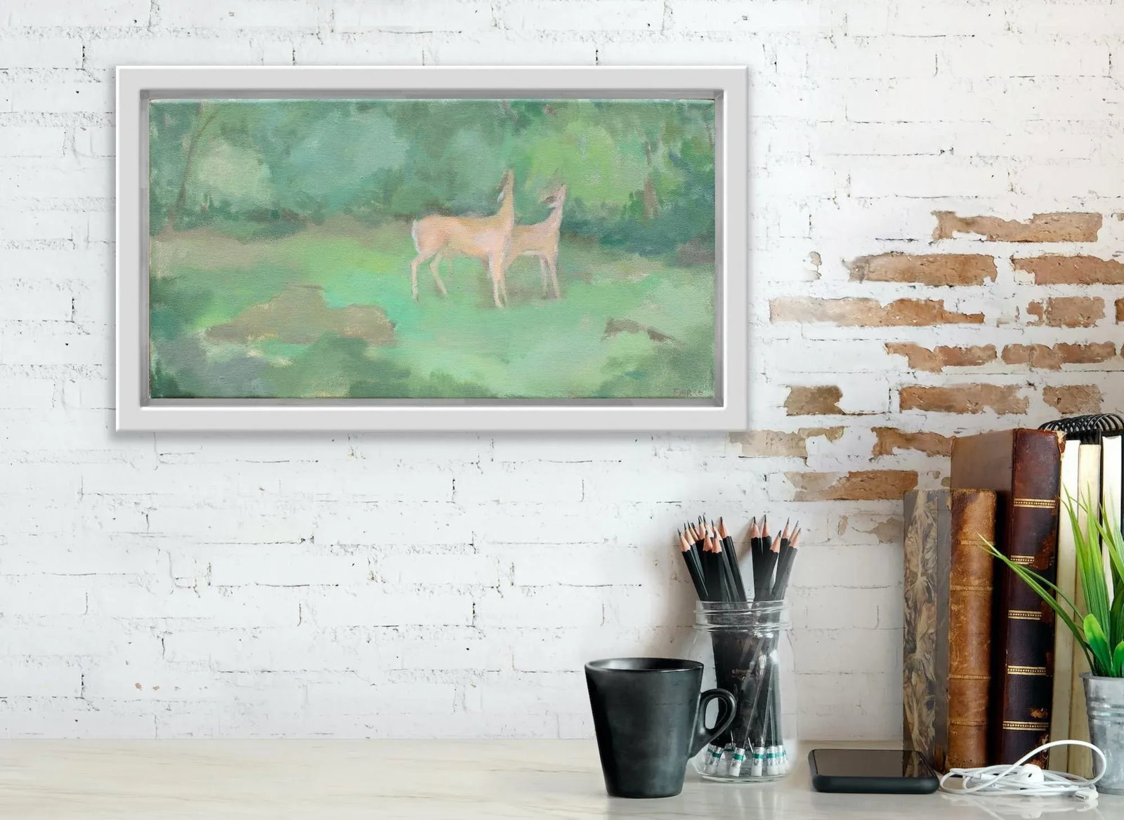 Deer Oil Painting, Contemporary Painting on Canvas by Michelle Farro - 4