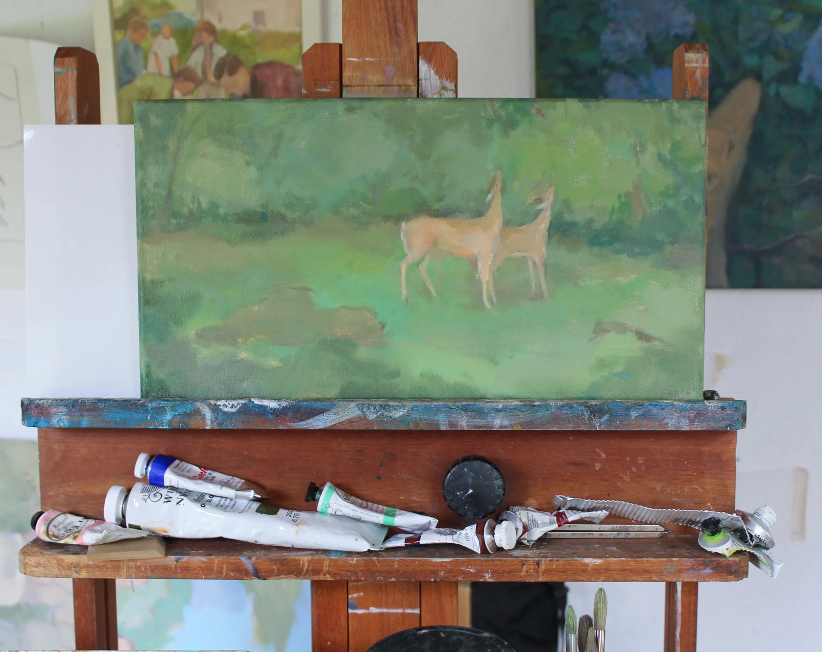 Deer Oil Painting, Contemporary Painting on Canvas by Michelle Farro - 8