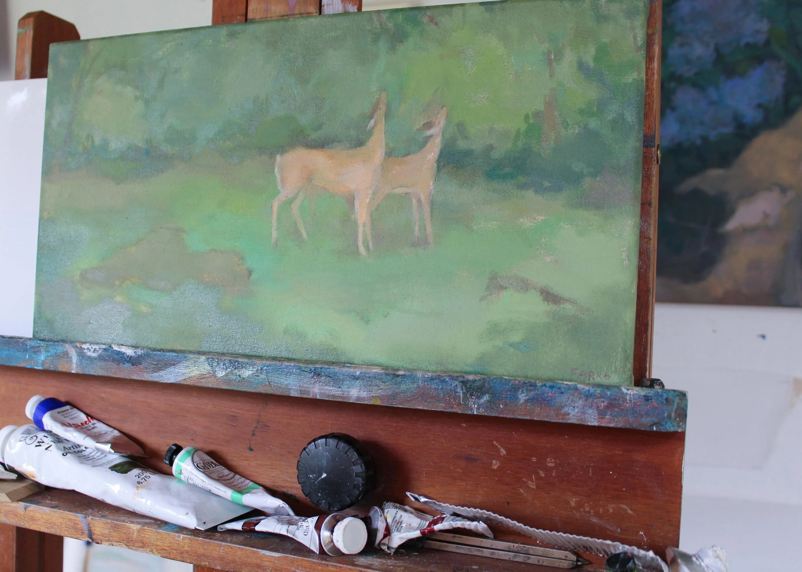 Deer Oil Painting, Contemporary Painting on Canvas by Michelle Farro - 9