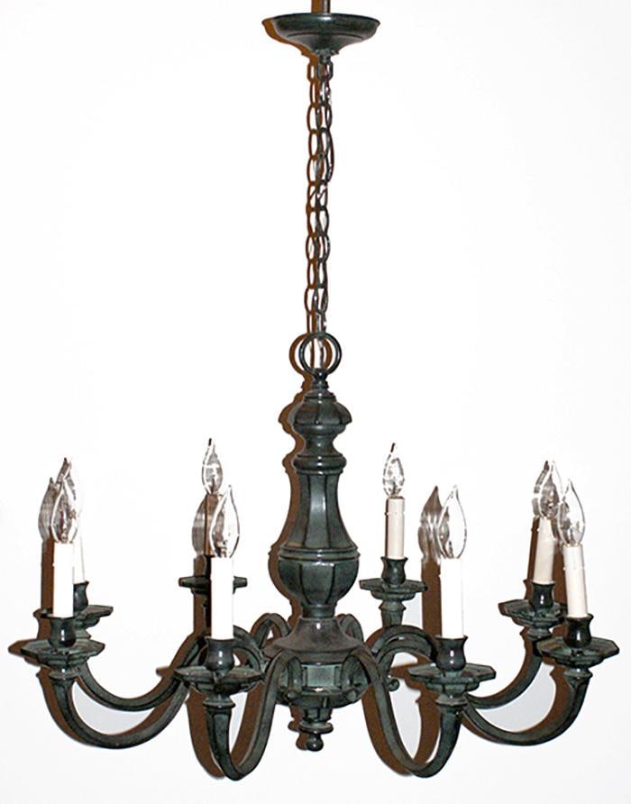 Chandelier Vintage Eight Arm Verdigris Finish - 3