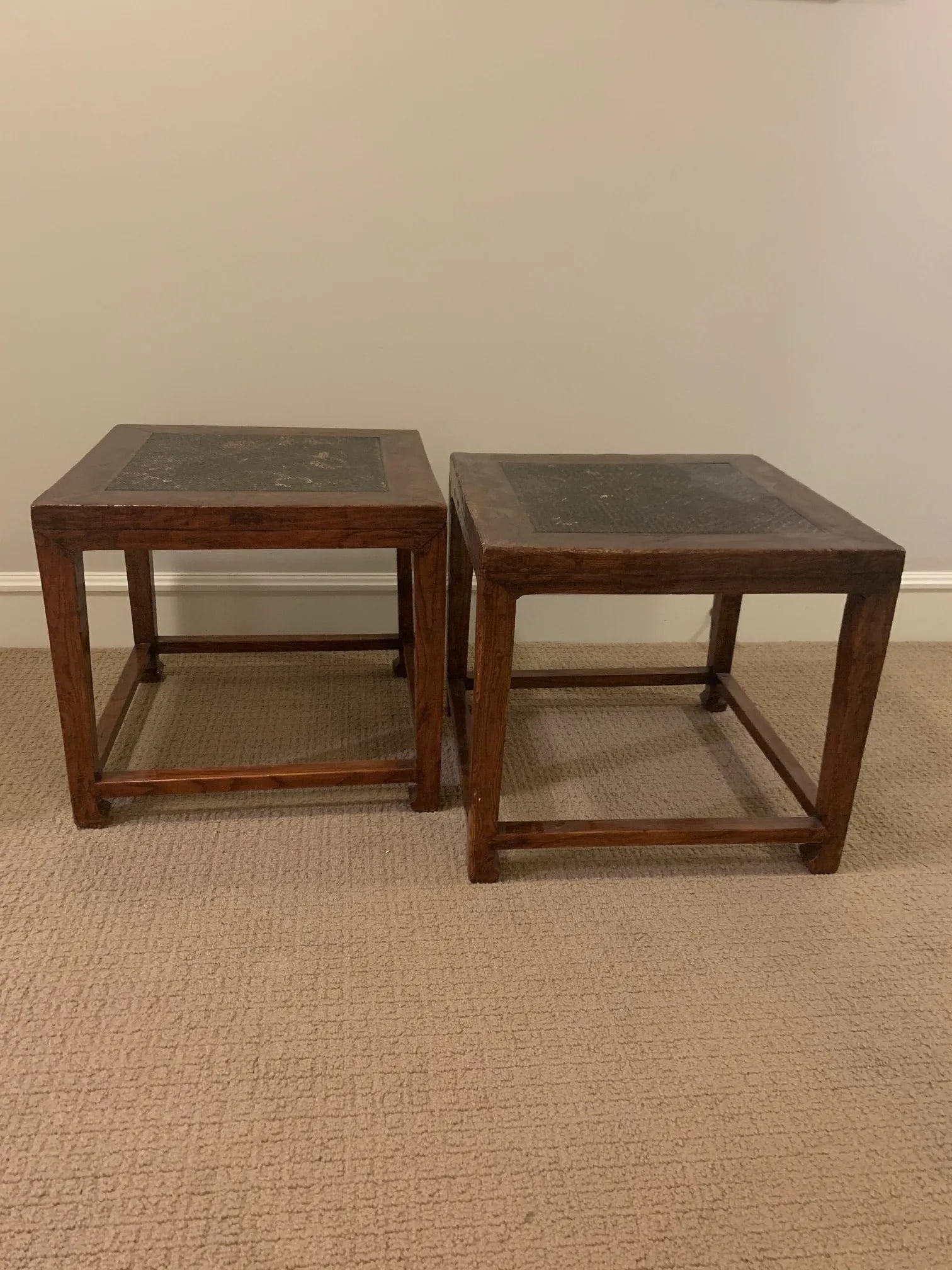 Pair of Chinese Stools With Woven Rattan Top - 10