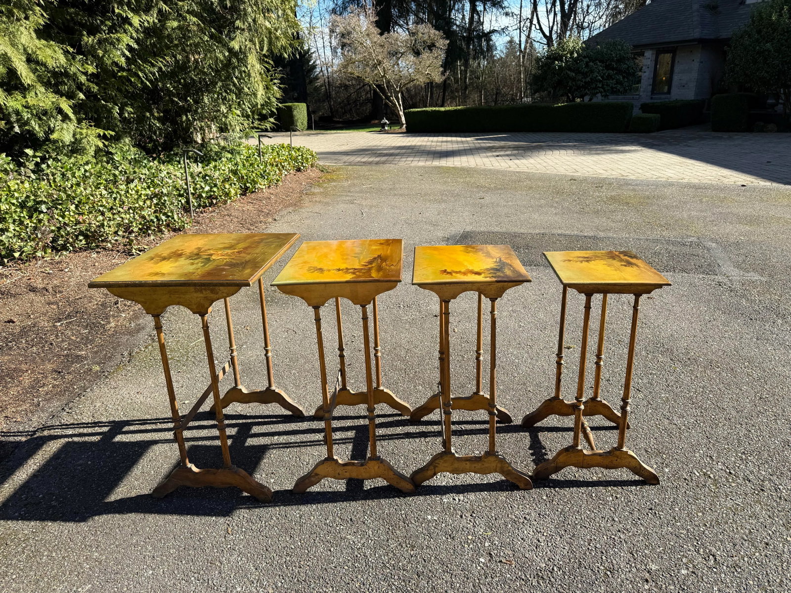 Victorian Hand Painted and Gilded Nesting Tables - Set of 4 - 3