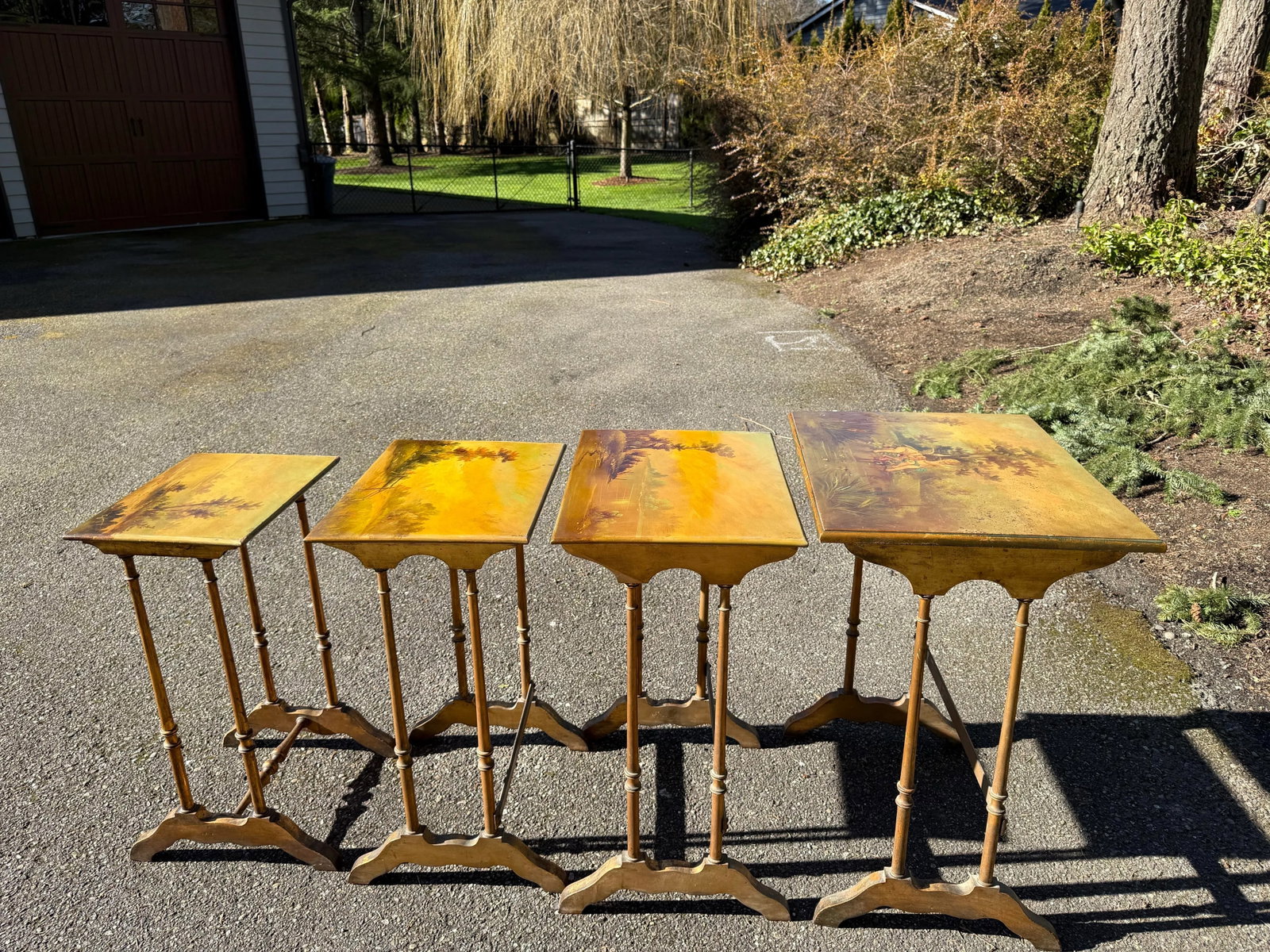 Victorian Hand Painted and Gilded Nesting Tables - Set of 4 - 6