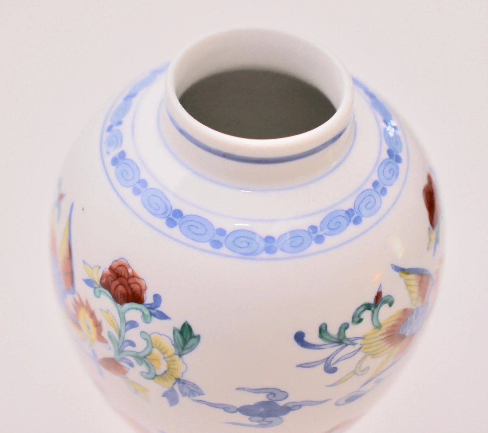 Vintage Chinese Ming Style Glazed Porcelain Lidded Vases - a Pair - 5