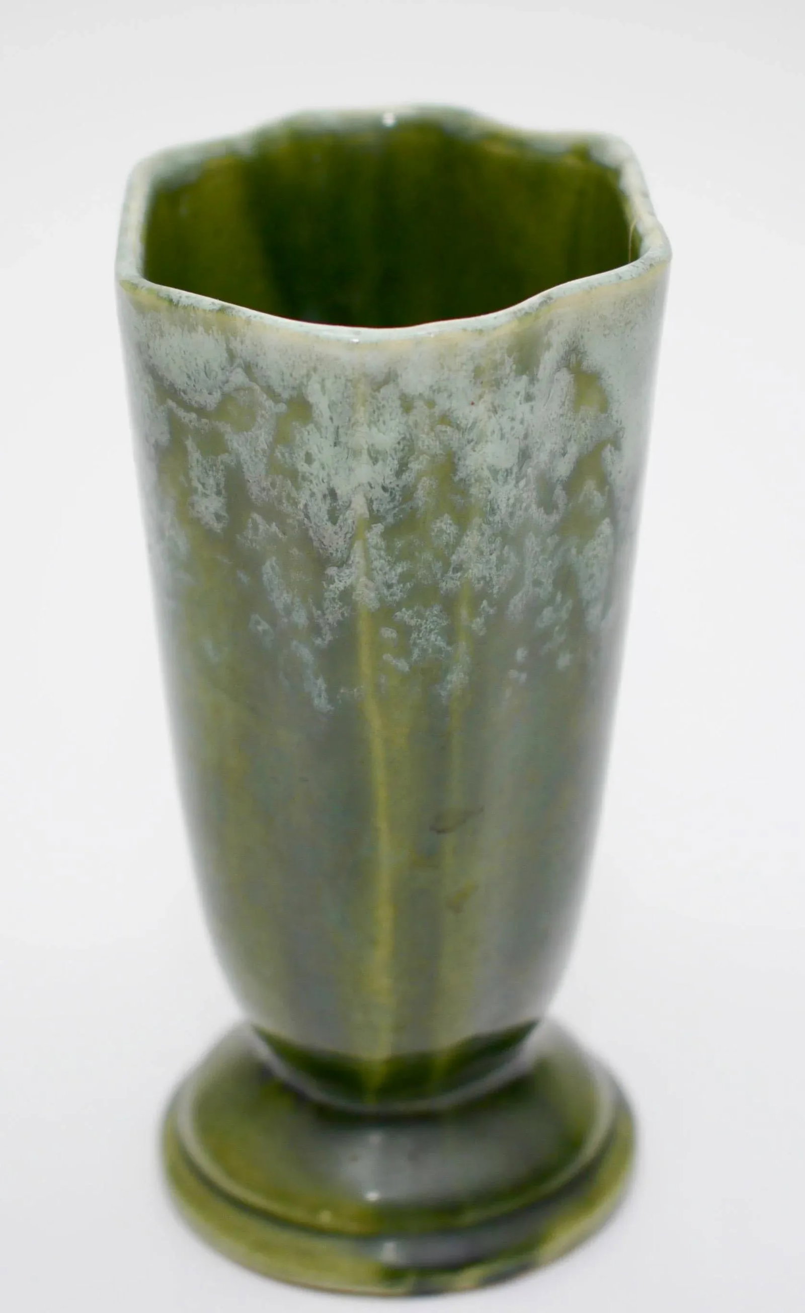 Vintage Jadeite Green Glazed Ceramic Vase - 5