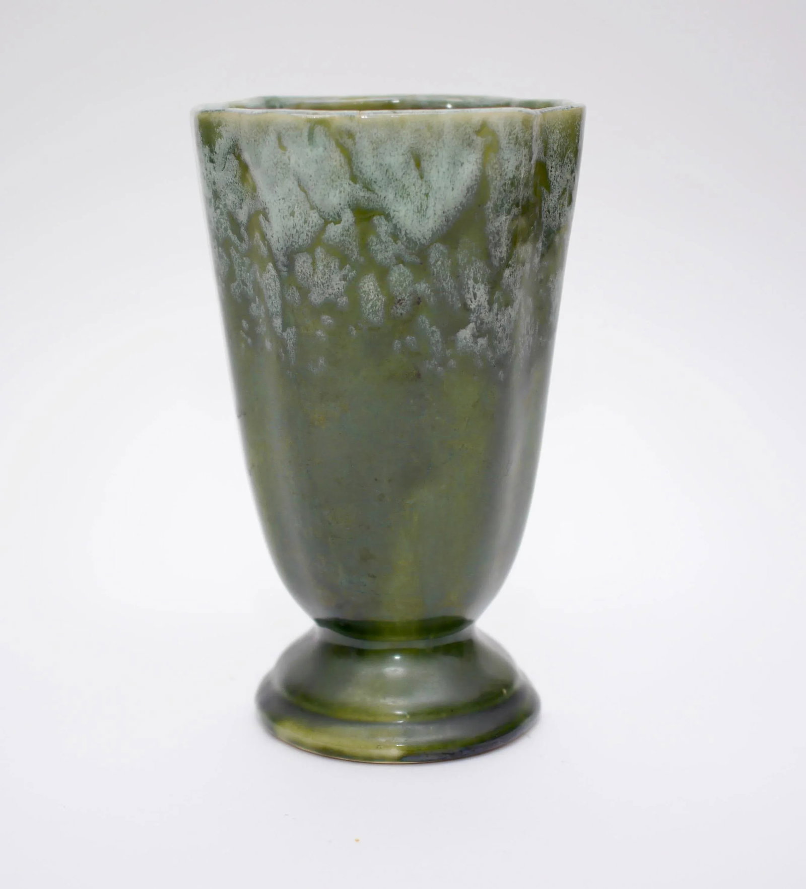 Vintage Jadeite Green Glazed Ceramic Vase - 6