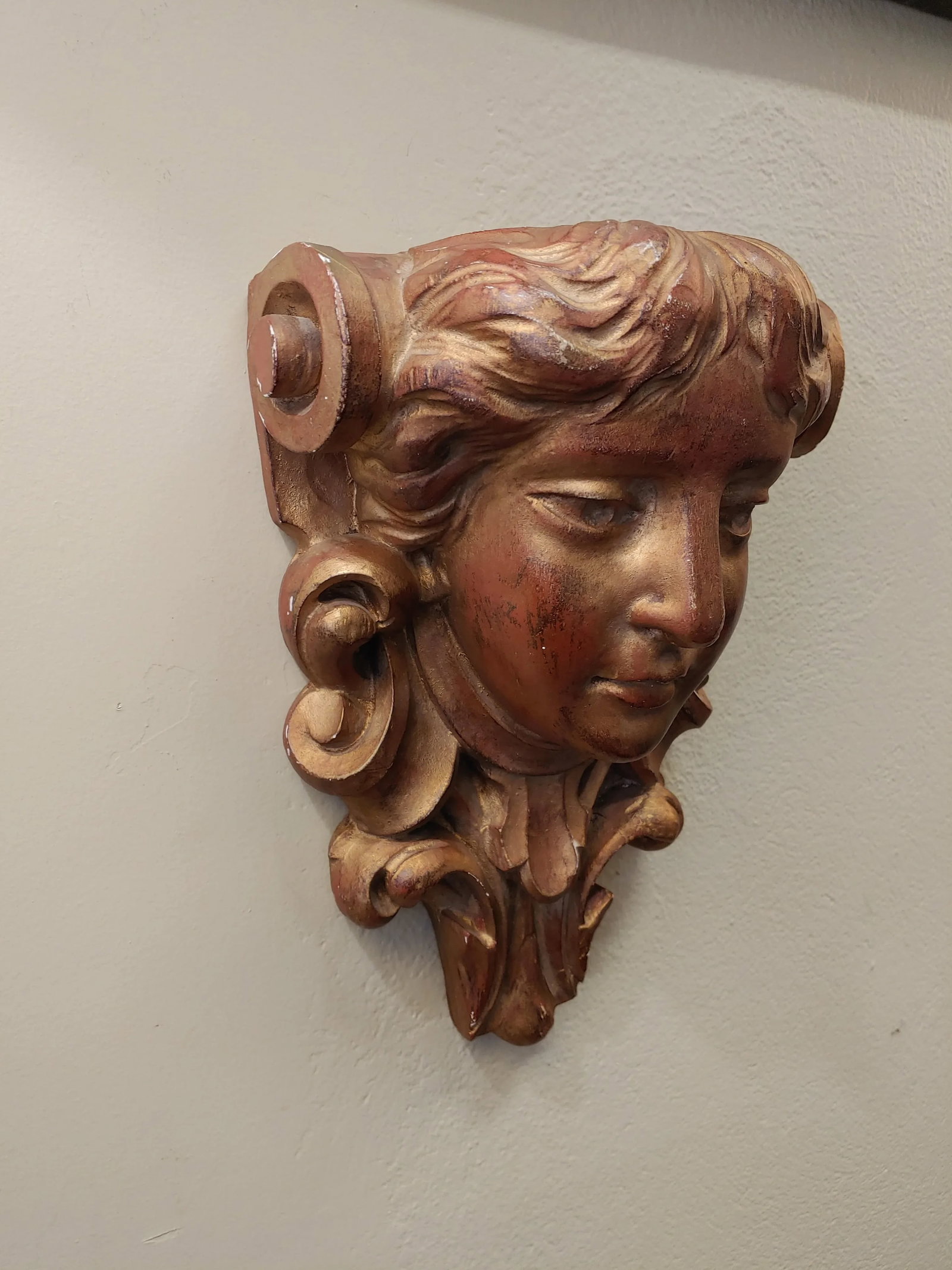 Arte Nouveau Femme Plaster Corbel Wall Hanging - 4