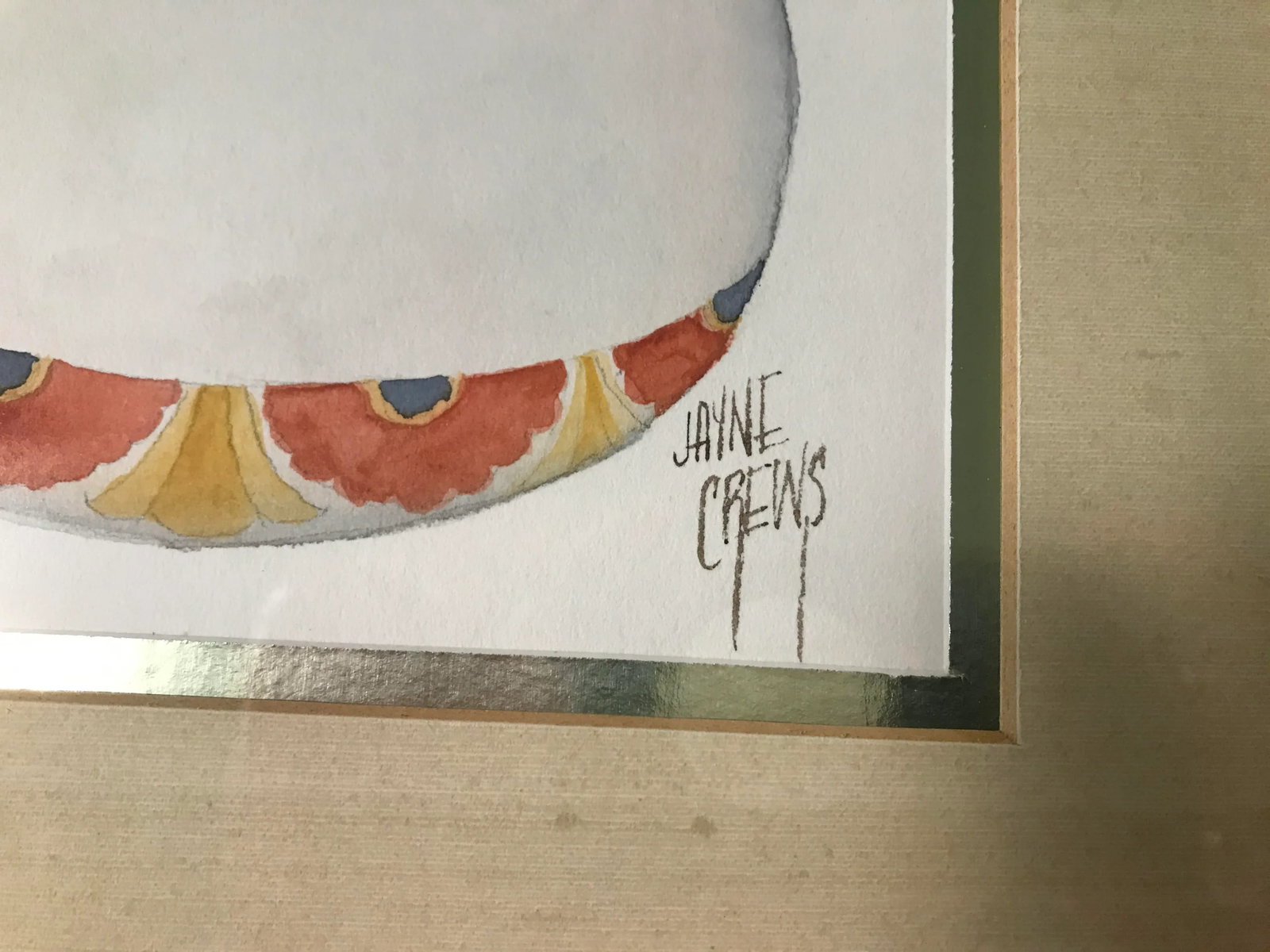 Vintage Hand Painted Watercolor by Jayne Crews - 3