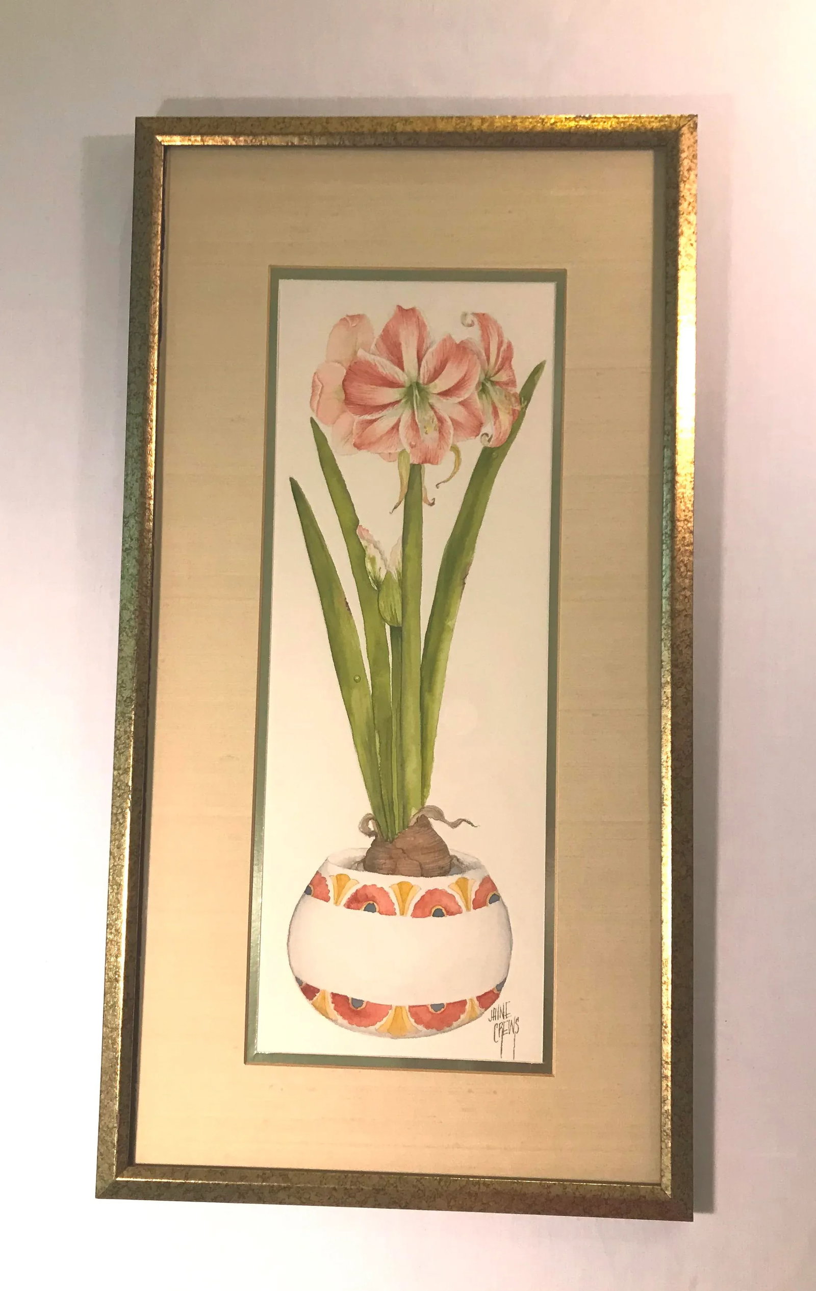 Vintage Hand Painted Watercolor by Jayne Crews - 5
