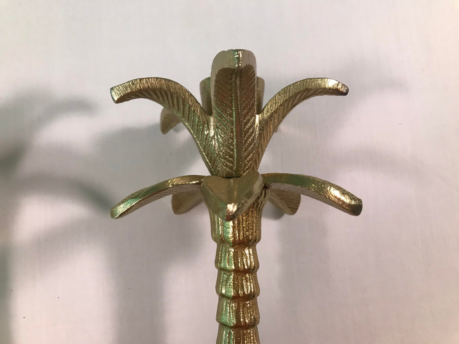 Hollywood Regency Chinoiserie Palm Brass Candlesticks - a Pair - 4