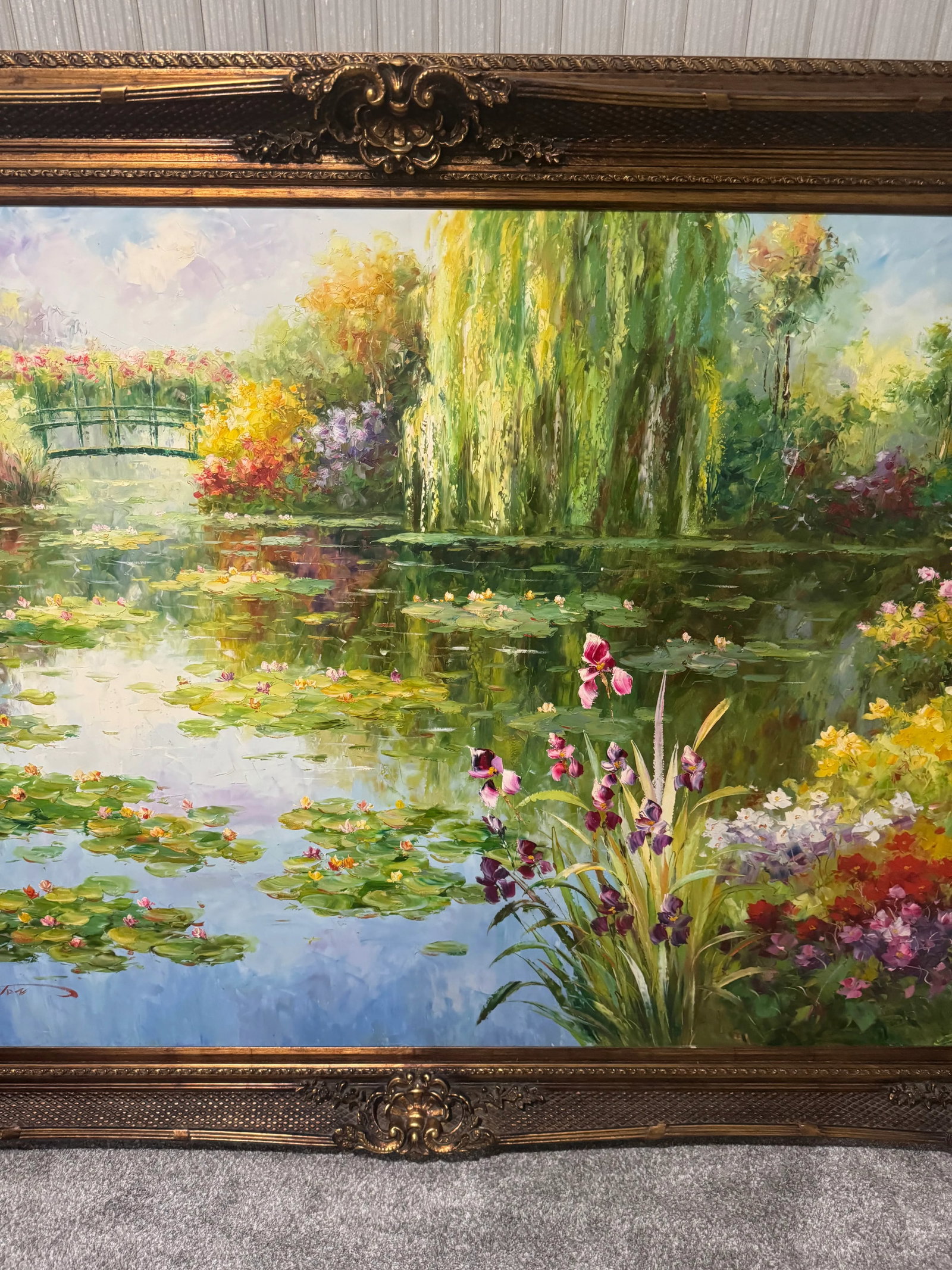Late 20th Century Large Oil Painting on Canvas With Beautiful Ornate Frame - 10
