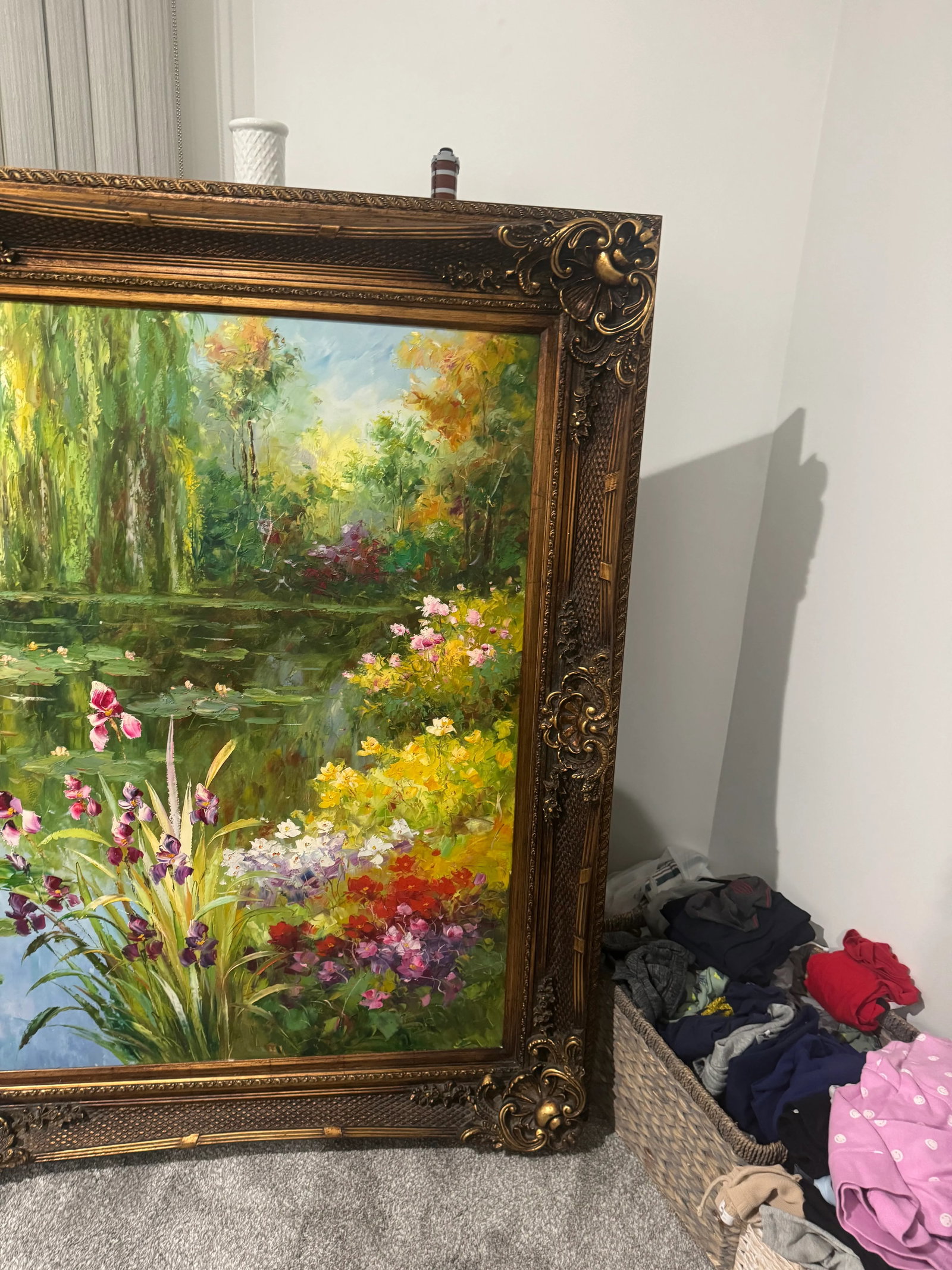 Late 20th Century Large Oil Painting on Canvas With Beautiful Ornate Frame - 3