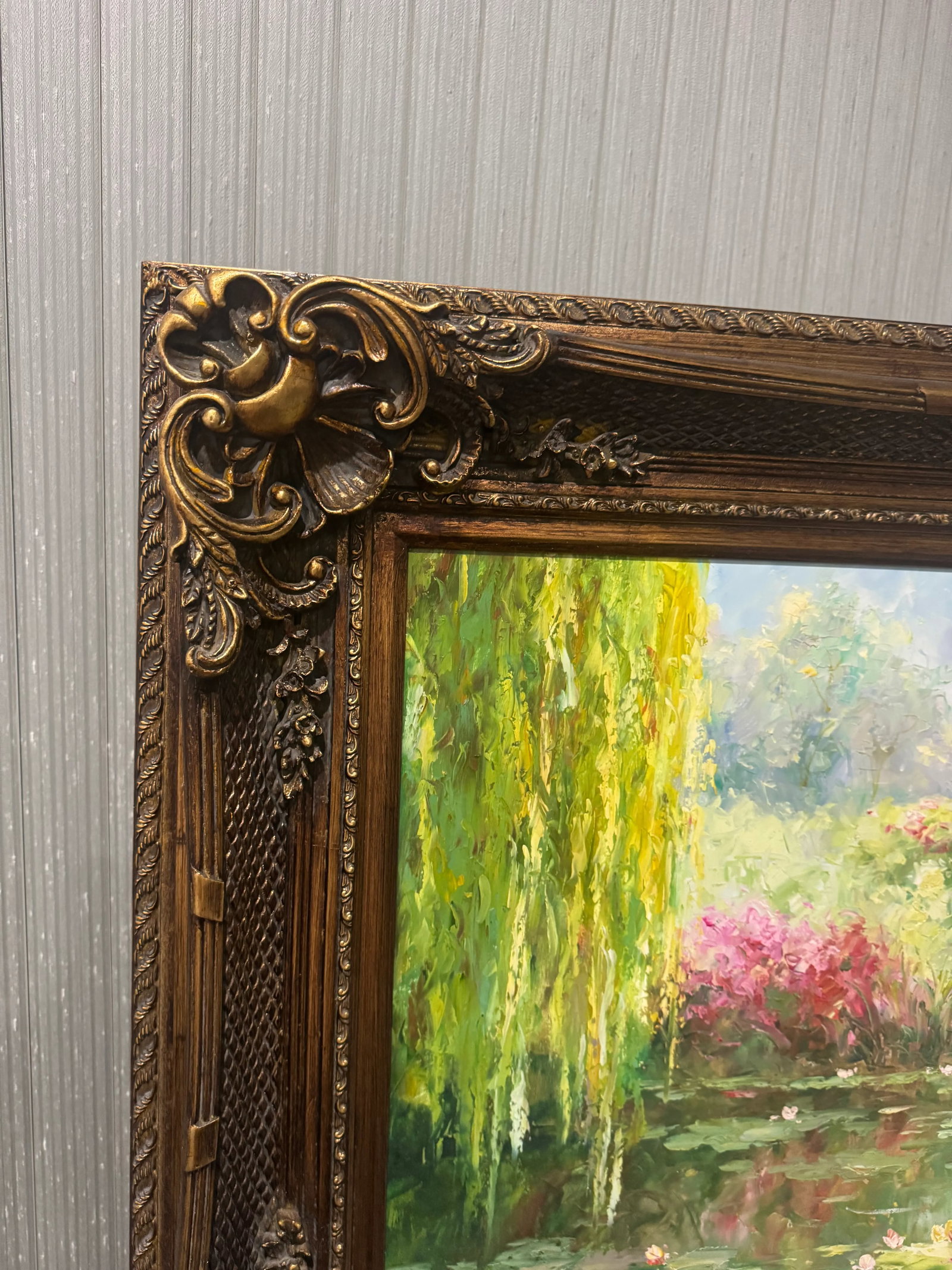 Late 20th Century Large Oil Painting on Canvas With Beautiful Ornate Frame - 5