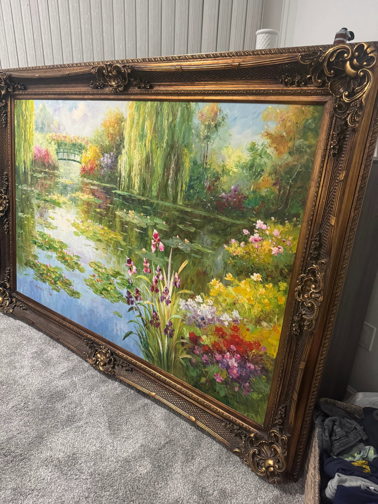 Late 20th Century Large Oil Painting on Canvas With Beautiful Ornate Frame - 6