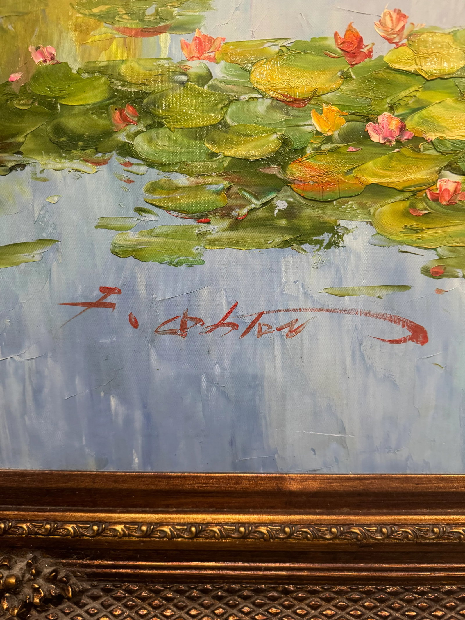 Late 20th Century Large Oil Painting on Canvas With Beautiful Ornate Frame - 8