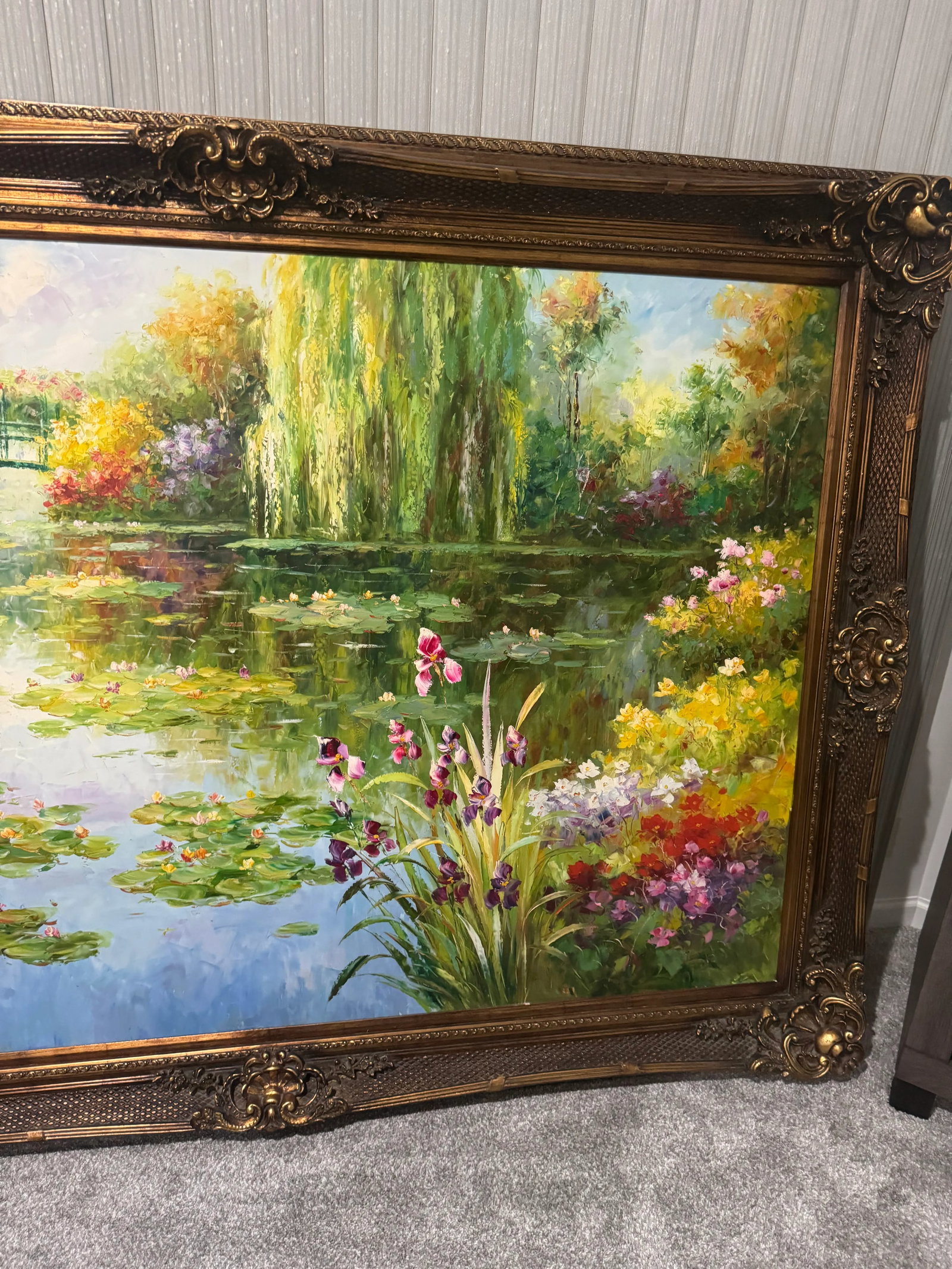 Late 20th Century Large Oil Painting on Canvas With Beautiful Ornate Frame - 9