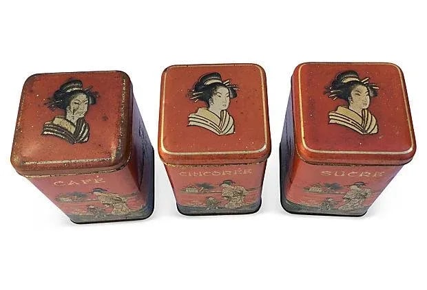 Chinoserie Coffee Canisters - S/3 - 2
