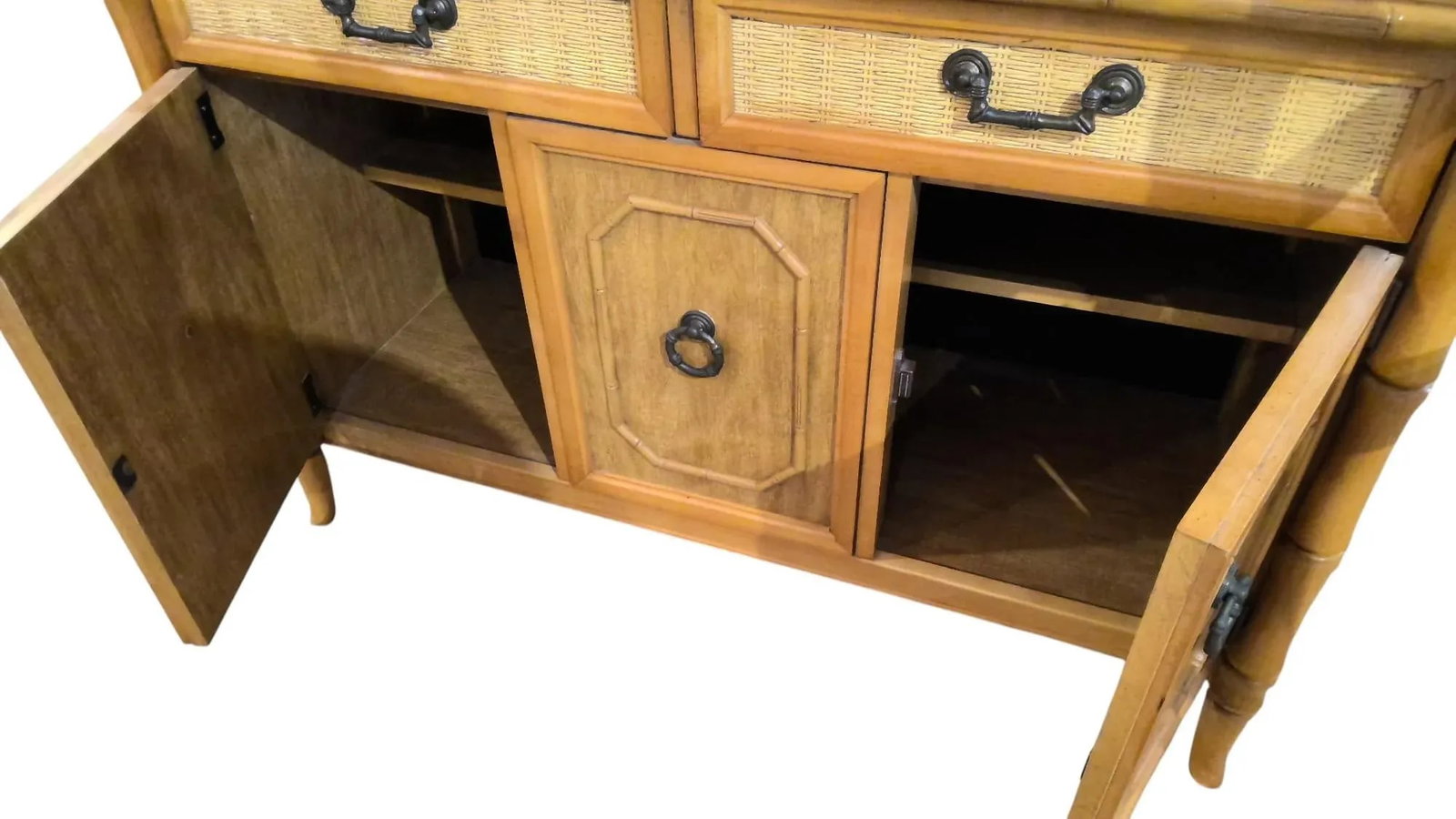 Mid 20th Century Broyhill Faux Bamboo China Cabinet - 2