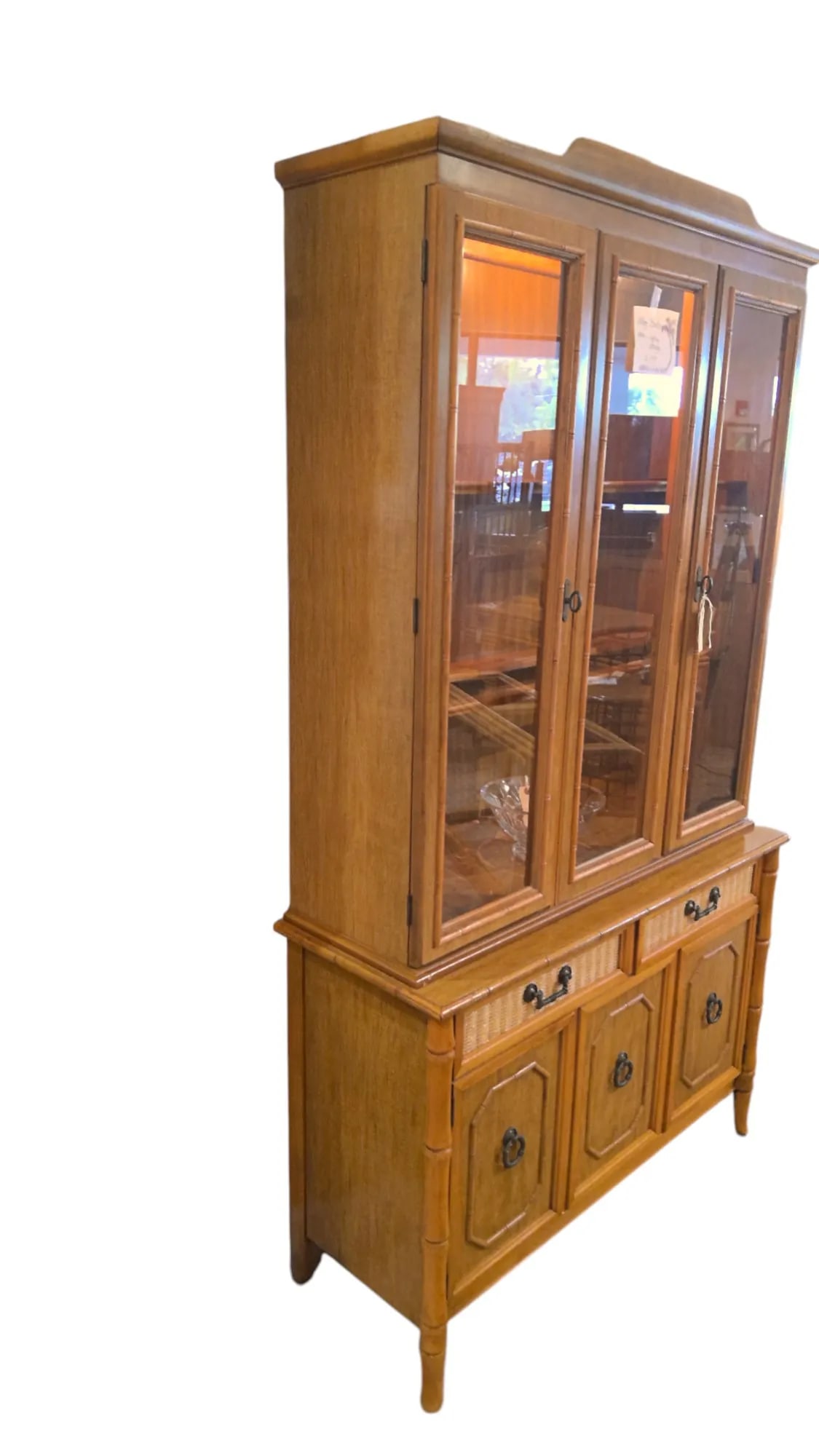 Mid 20th Century Broyhill Faux Bamboo China Cabinet - 3