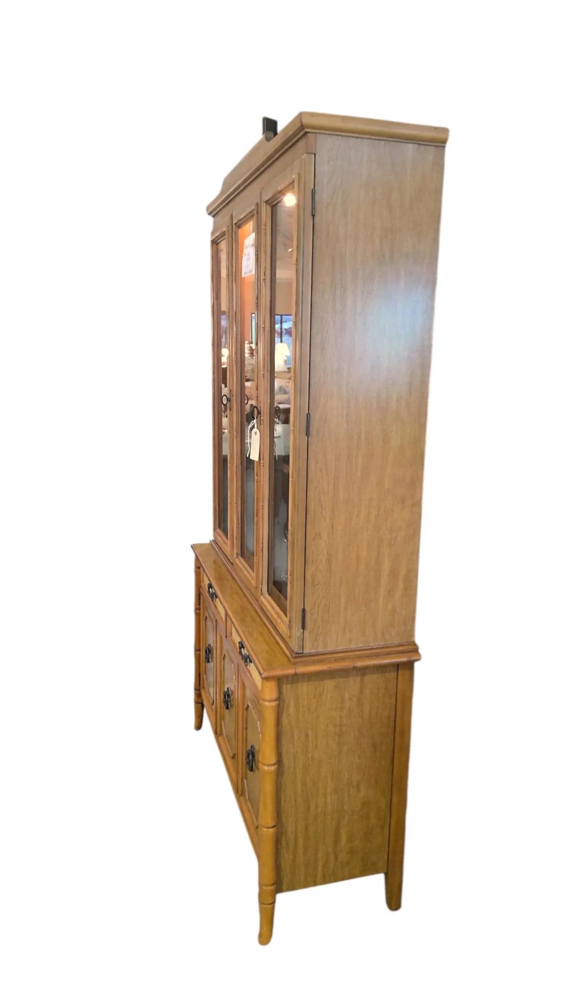 Mid 20th Century Broyhill Faux Bamboo China Cabinet - 4
