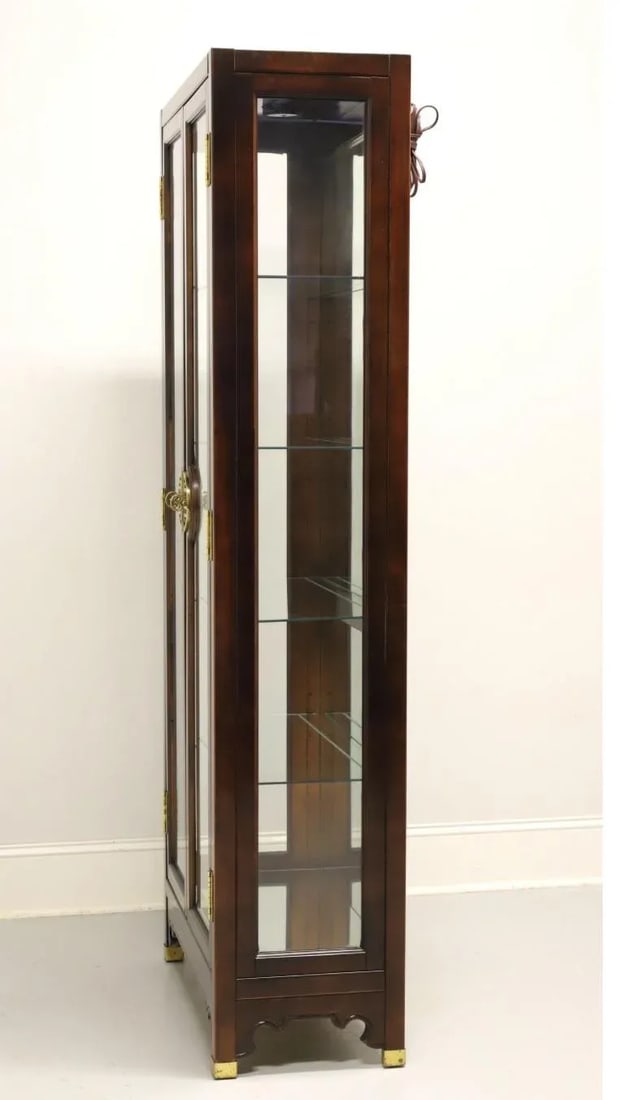 1980s Vintage American of Martinsville Mahogany Asian Chinoiserie Curio Display Cabinet - 6