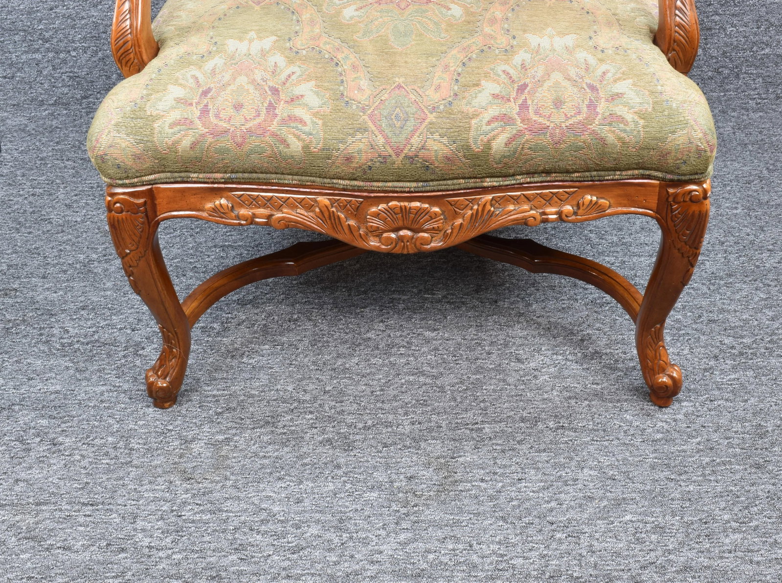 Antique Bernhardt Country French Provincial Carved Detailed Walnut Armchair Library Chair - 10