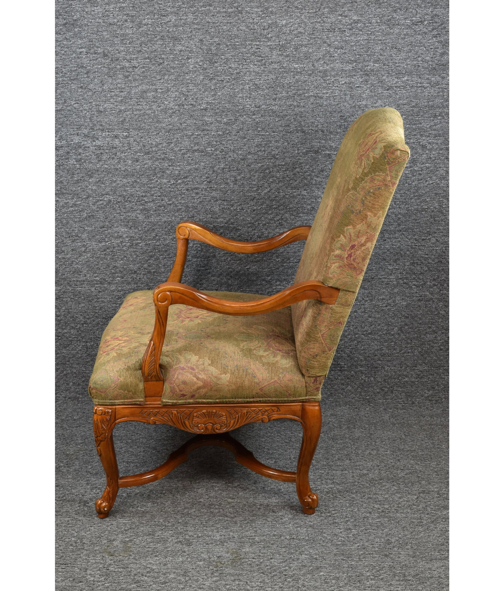 Antique Bernhardt Country French Provincial Carved Detailed Walnut Armchair Library Chair - 3