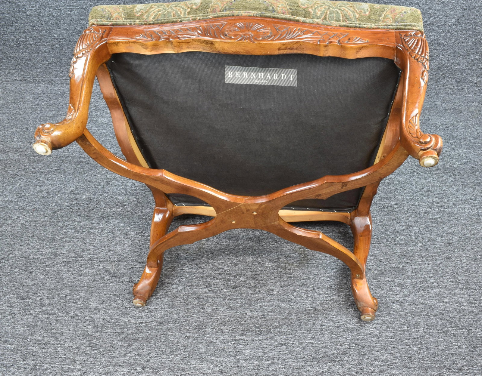 Antique Bernhardt Country French Provincial Carved Detailed Walnut Armchair Library Chair - 7