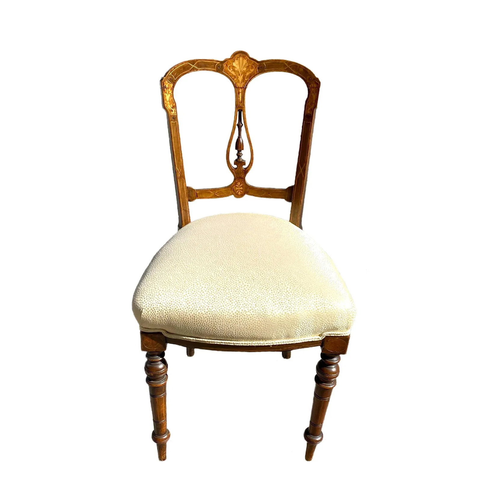 Late 19th Century American Victorian Inlaid Occasional Side Chairs - a Pair - 4
