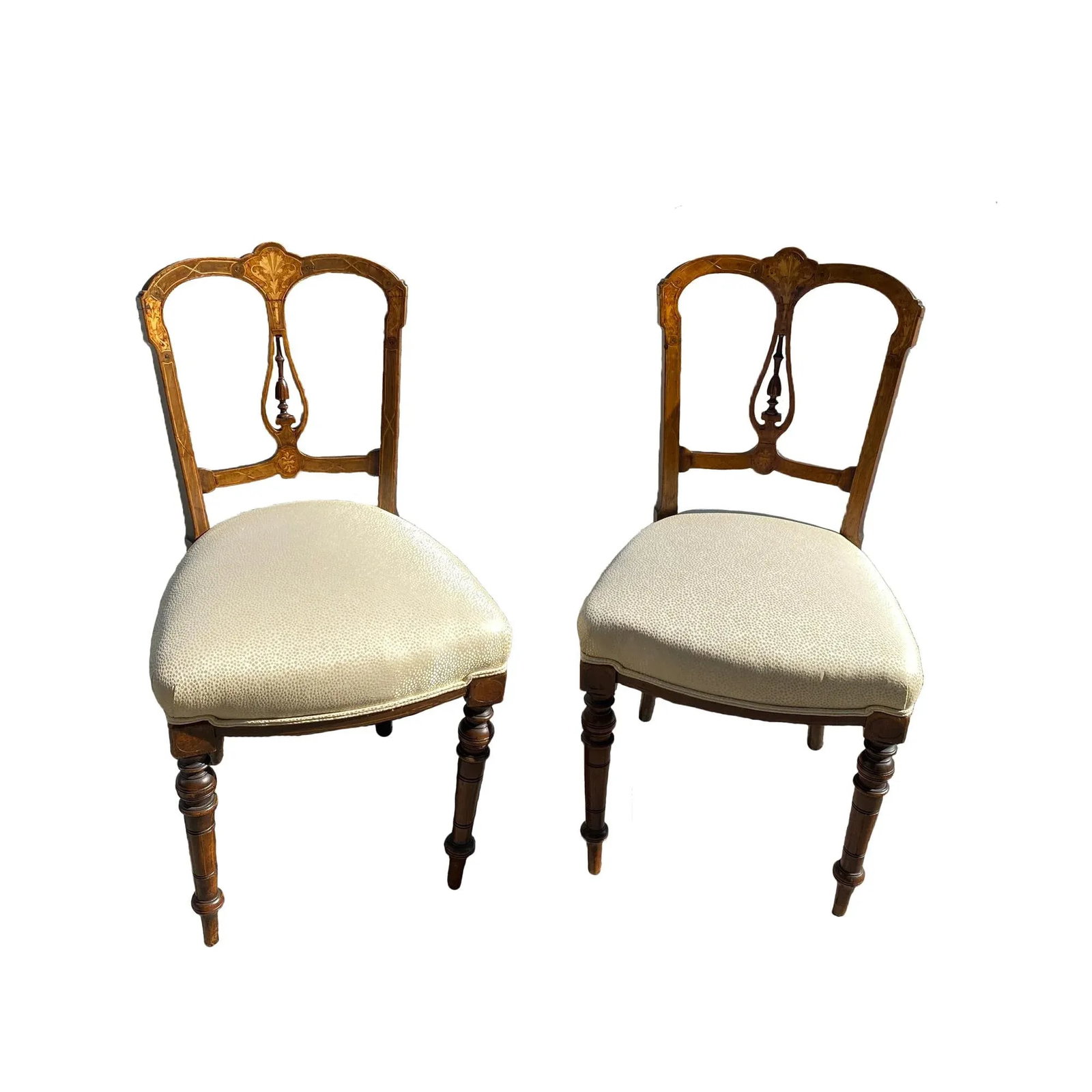 Late 19th Century American Victorian Inlaid Occasional Side Chairs - a Pair - 7