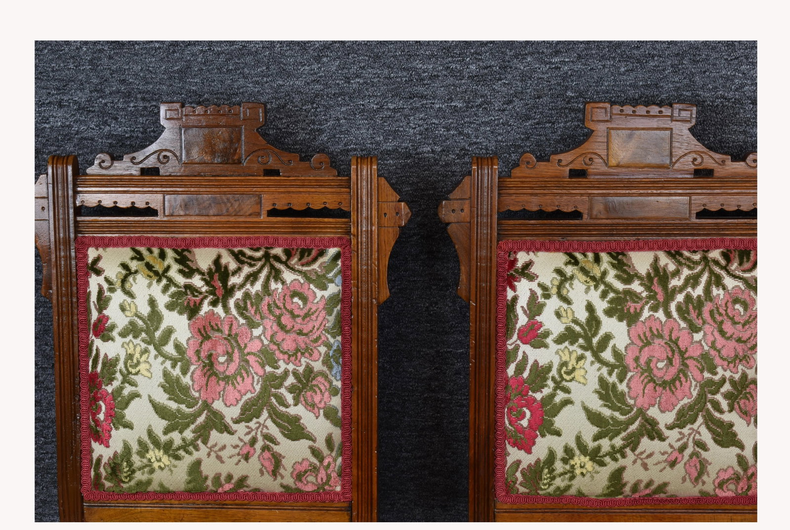 Vintage Victorian Eastlake Walnut Carved Burlwood Accent Chairs - a Pair - 11