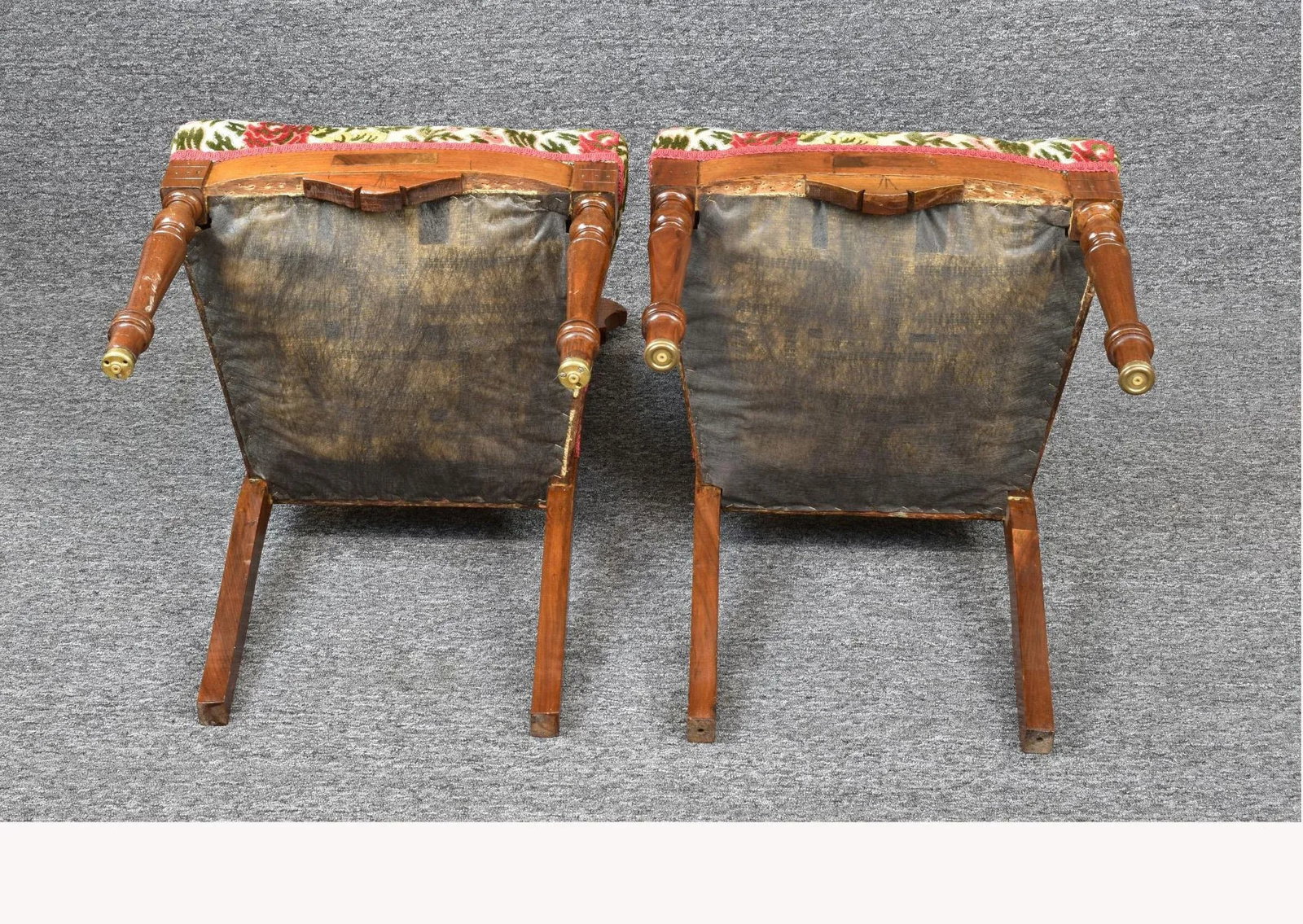 Vintage Victorian Eastlake Walnut Carved Burlwood Accent Chairs - a Pair - 7
