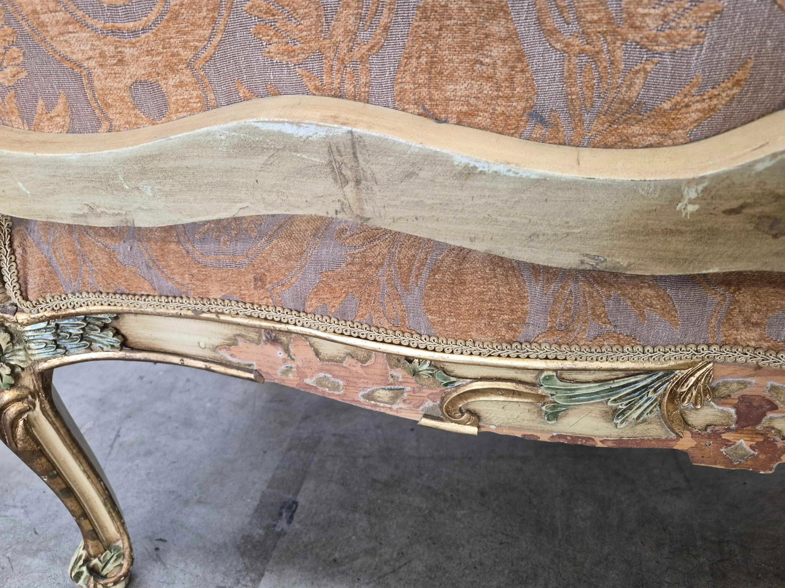 Antique French-Style Carved Settee - 12