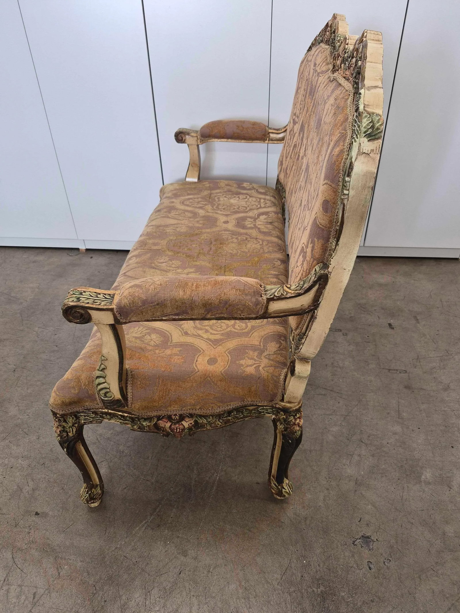 Antique French-Style Carved Settee - 6