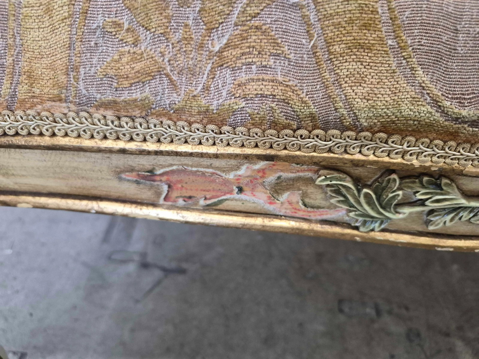 Antique French-Style Carved Settee - 7
