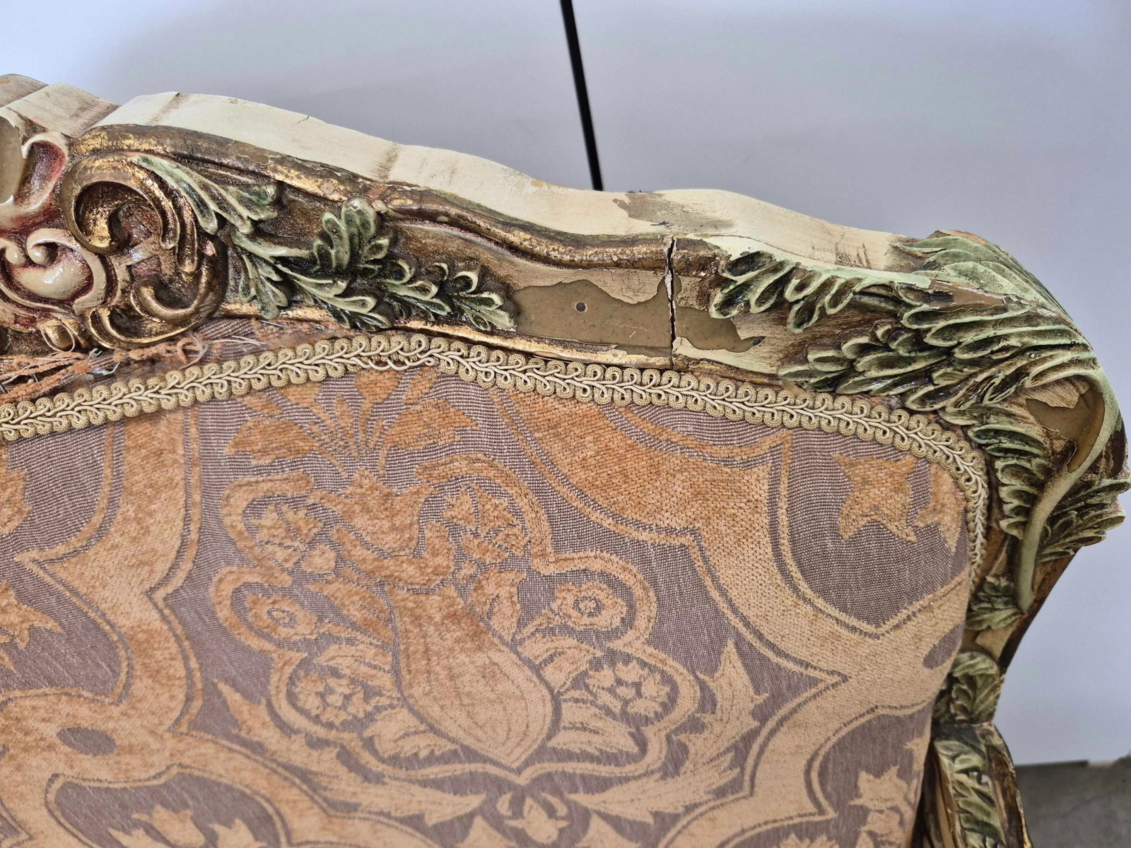 Antique French-Style Carved Settee - 8
