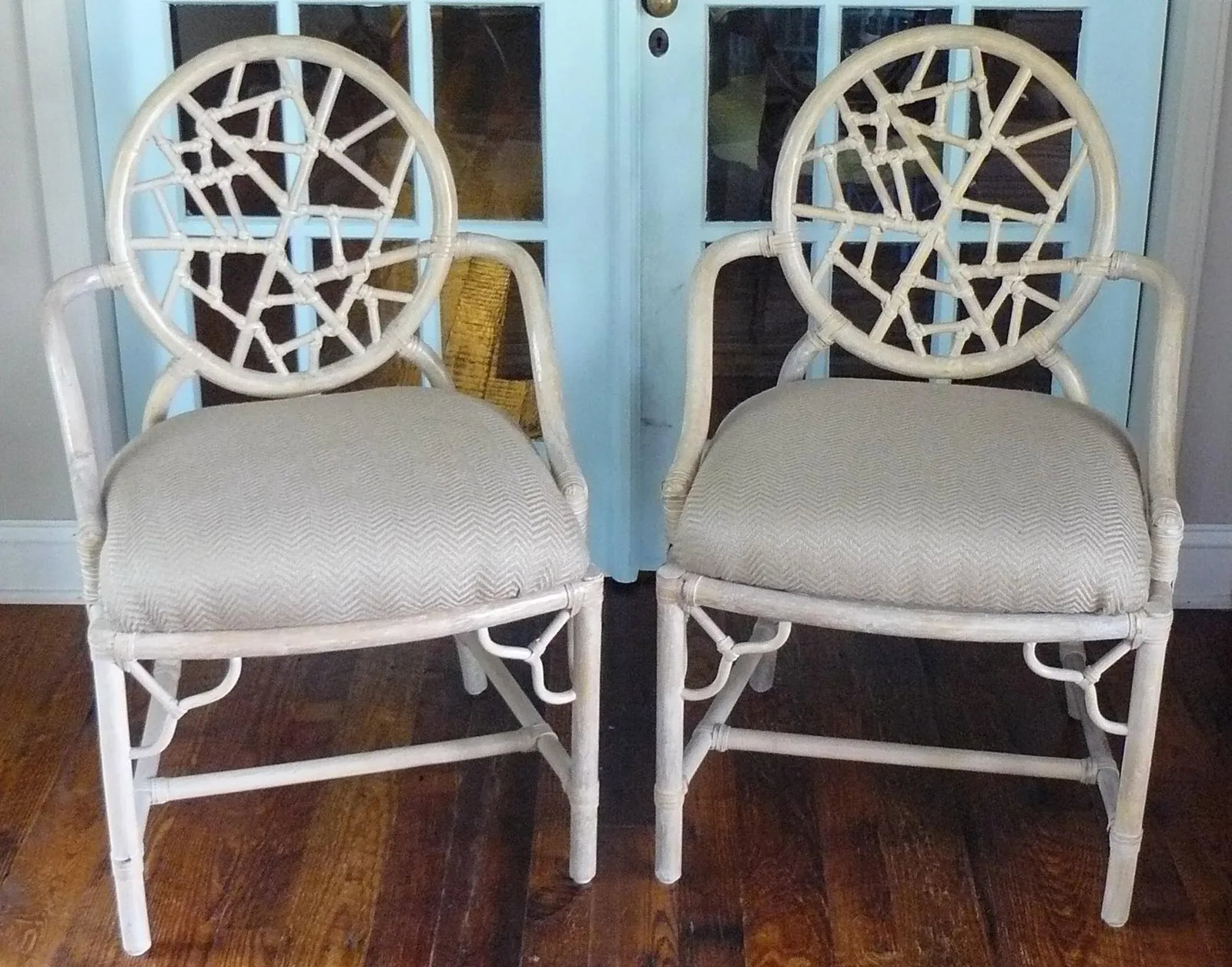 Late 20th Century MacGuire Style "Cracked Ice" Bamboo Chairs - a Pair - 10