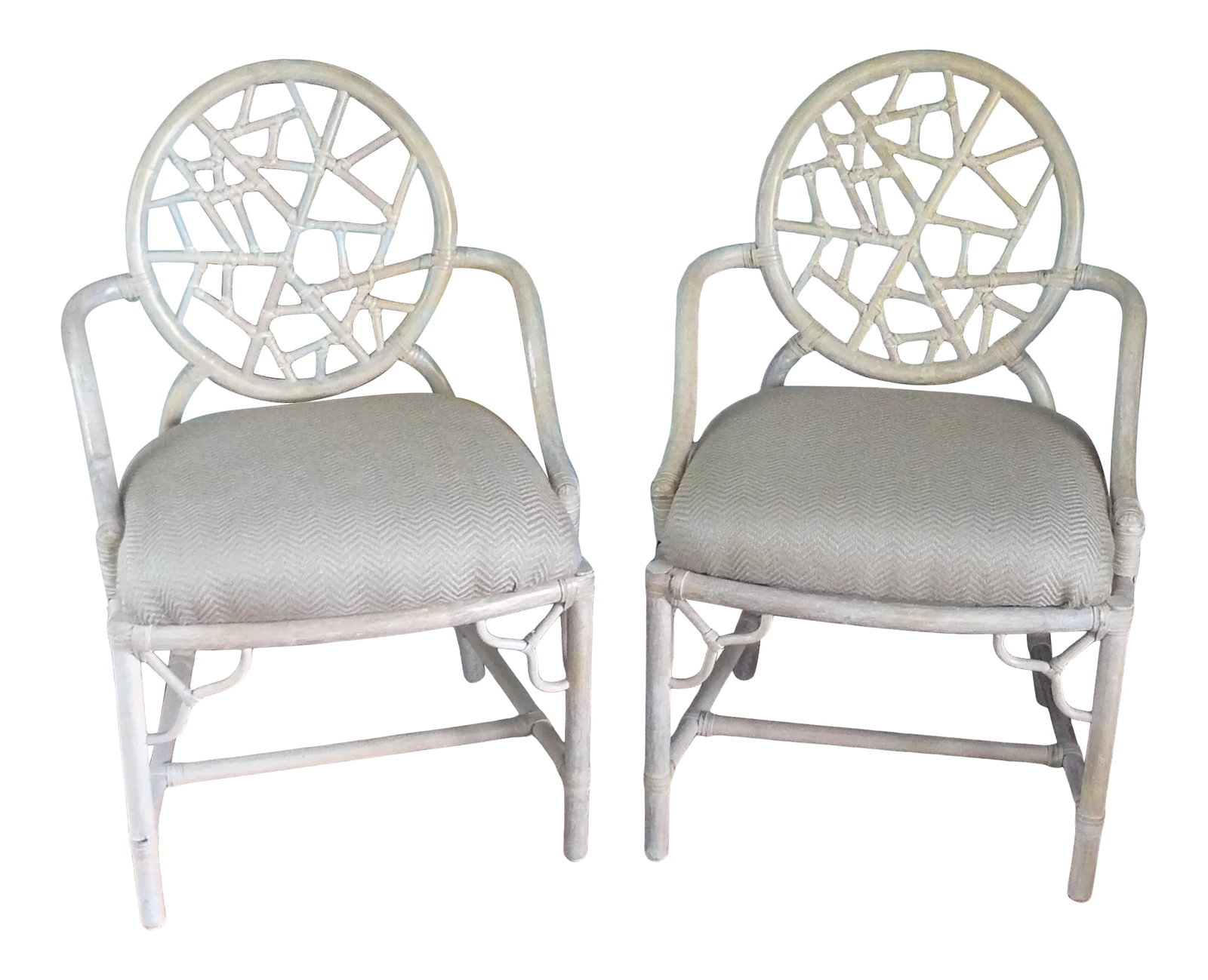 Late 20th Century MacGuire Style "Cracked Ice" Bamboo Chairs - a Pair (1 of 10)