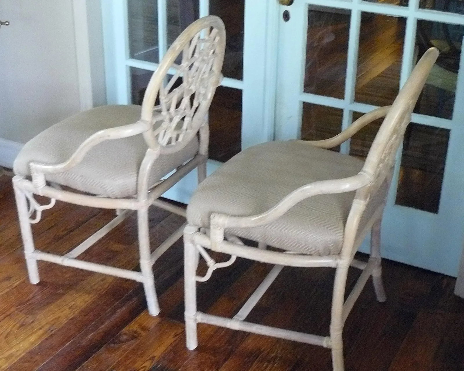 Late 20th Century MacGuire Style "Cracked Ice" Bamboo Chairs - a Pair - 2