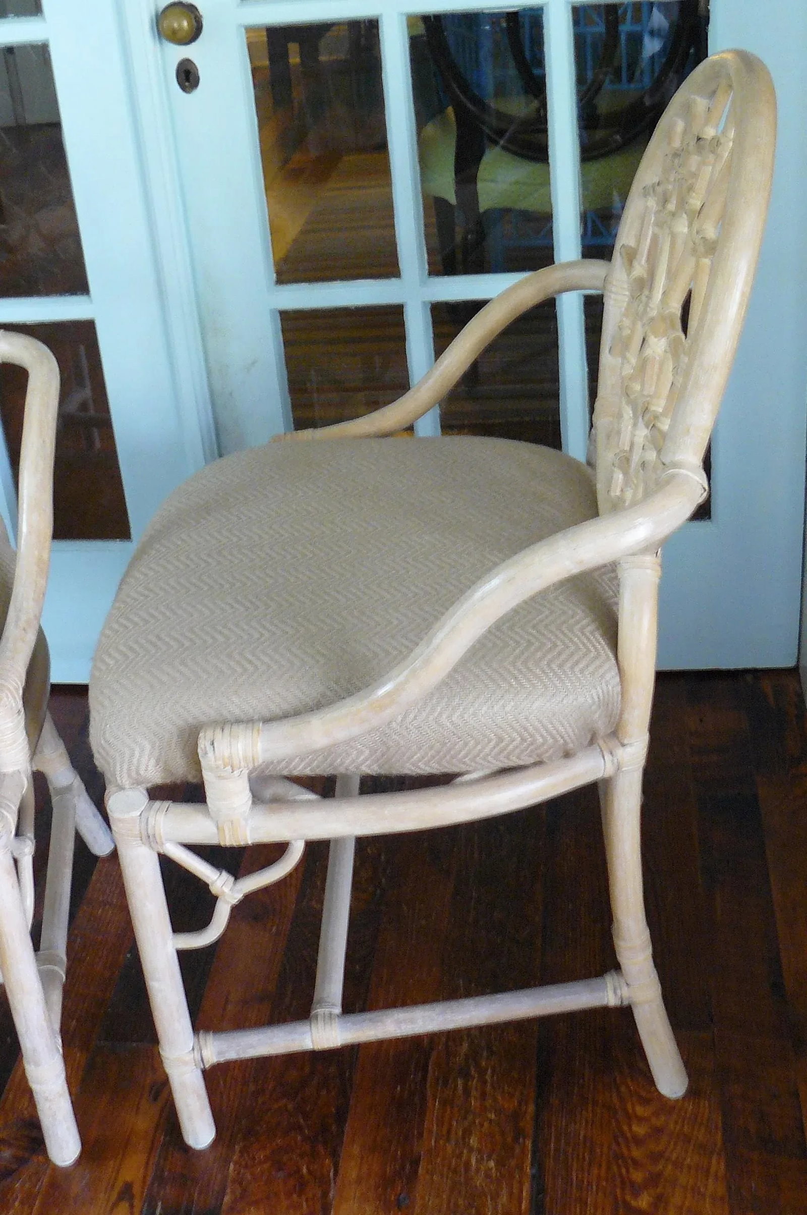 Late 20th Century MacGuire Style "Cracked Ice" Bamboo Chairs - a Pair - 5