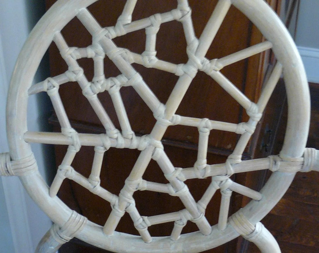 Late 20th Century MacGuire Style "Cracked Ice" Bamboo Chairs - a Pair - 9