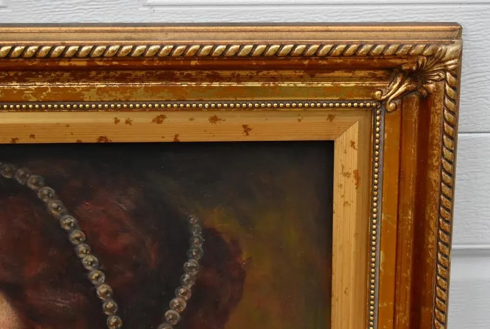 J Bovgvereau Oil Painting Antique Canvas Portrait Fine Art Woman Gilt Frame Sign - 5